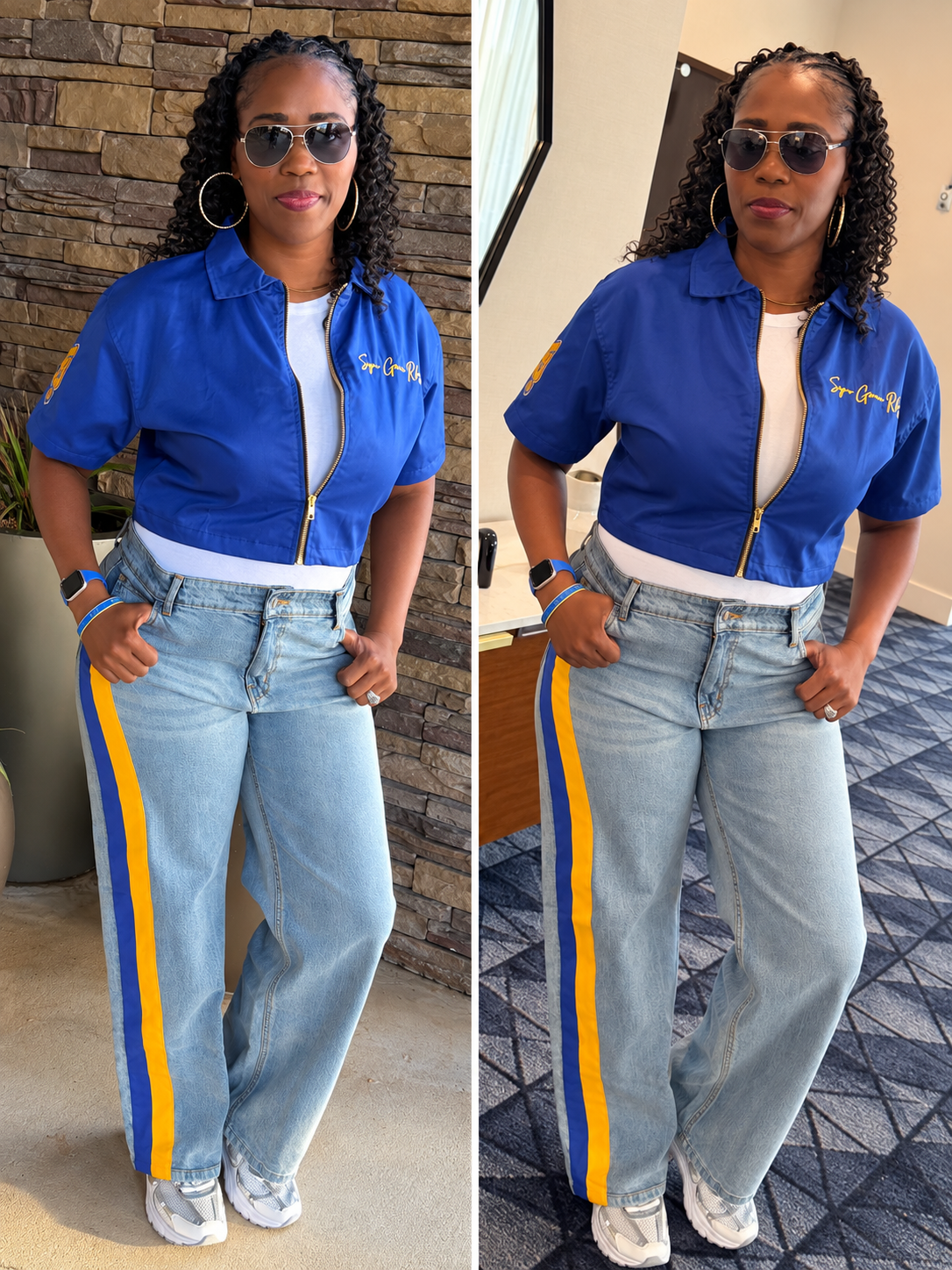SGRHO in Blue & Gold Striped Jeans