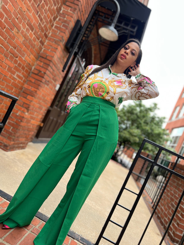 Green Palazzo Pants-final sale no exchanges or refunds