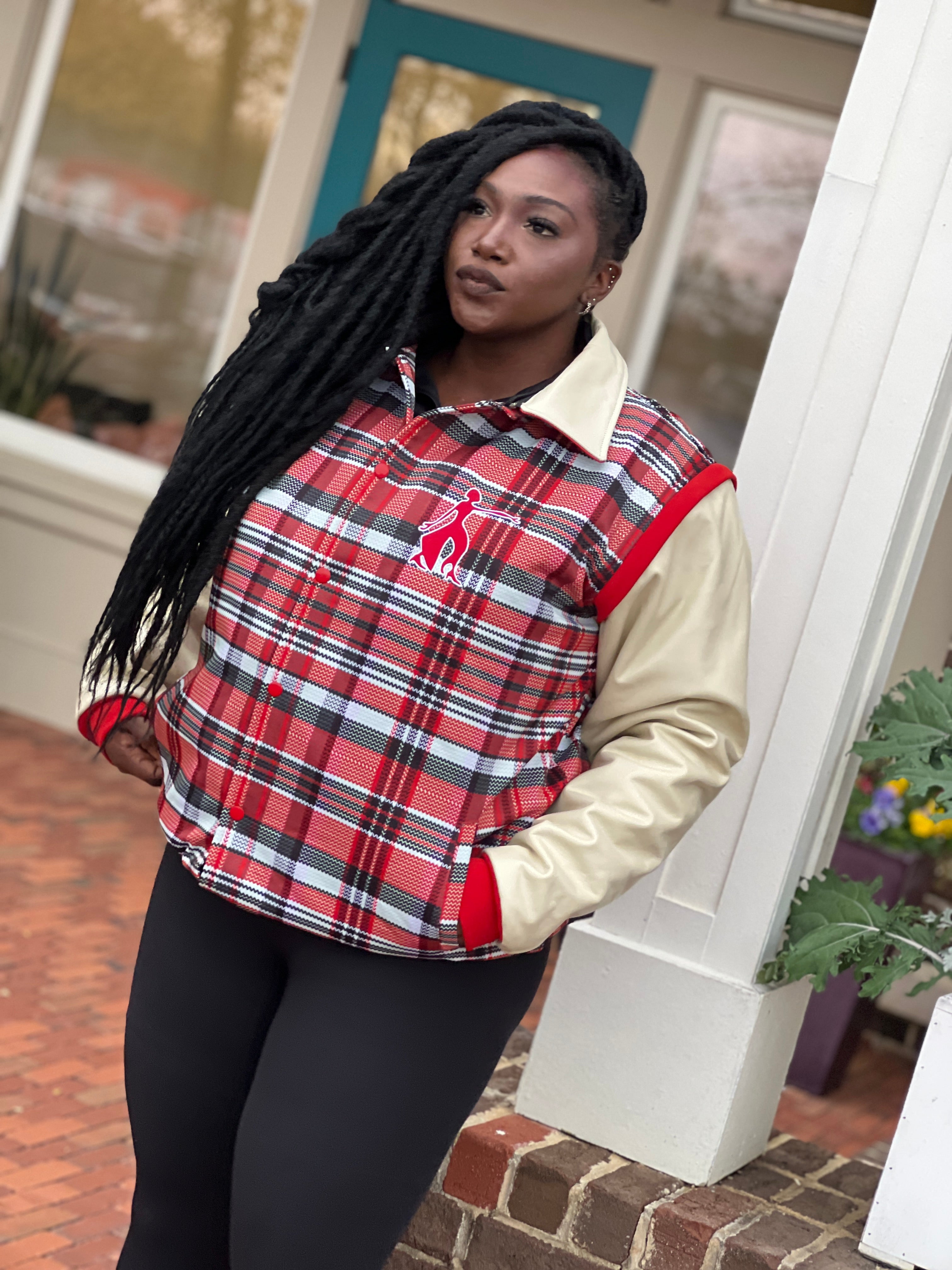 DELTA VARSITY JACKET- LEATHER SLEEVES-Final sale