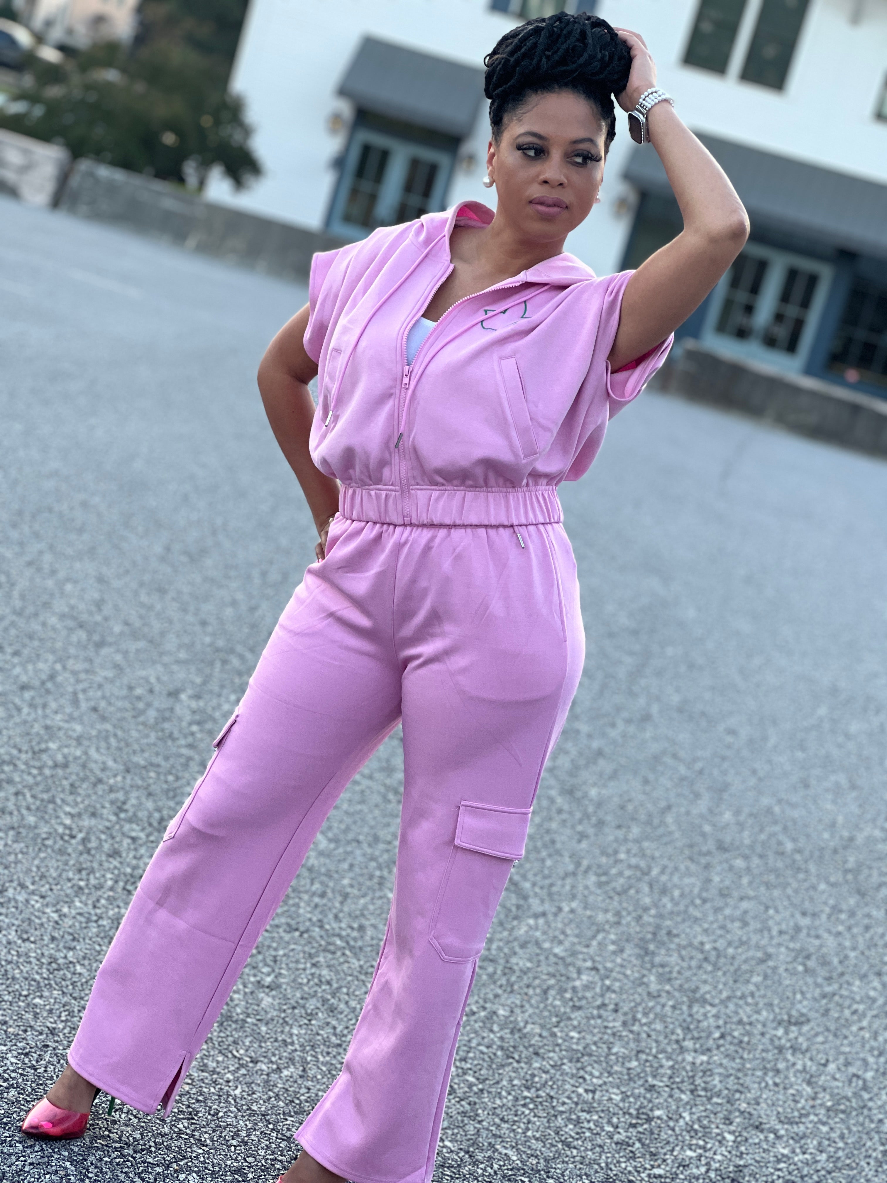 Ivy Pleated Hooded Vest-Pink