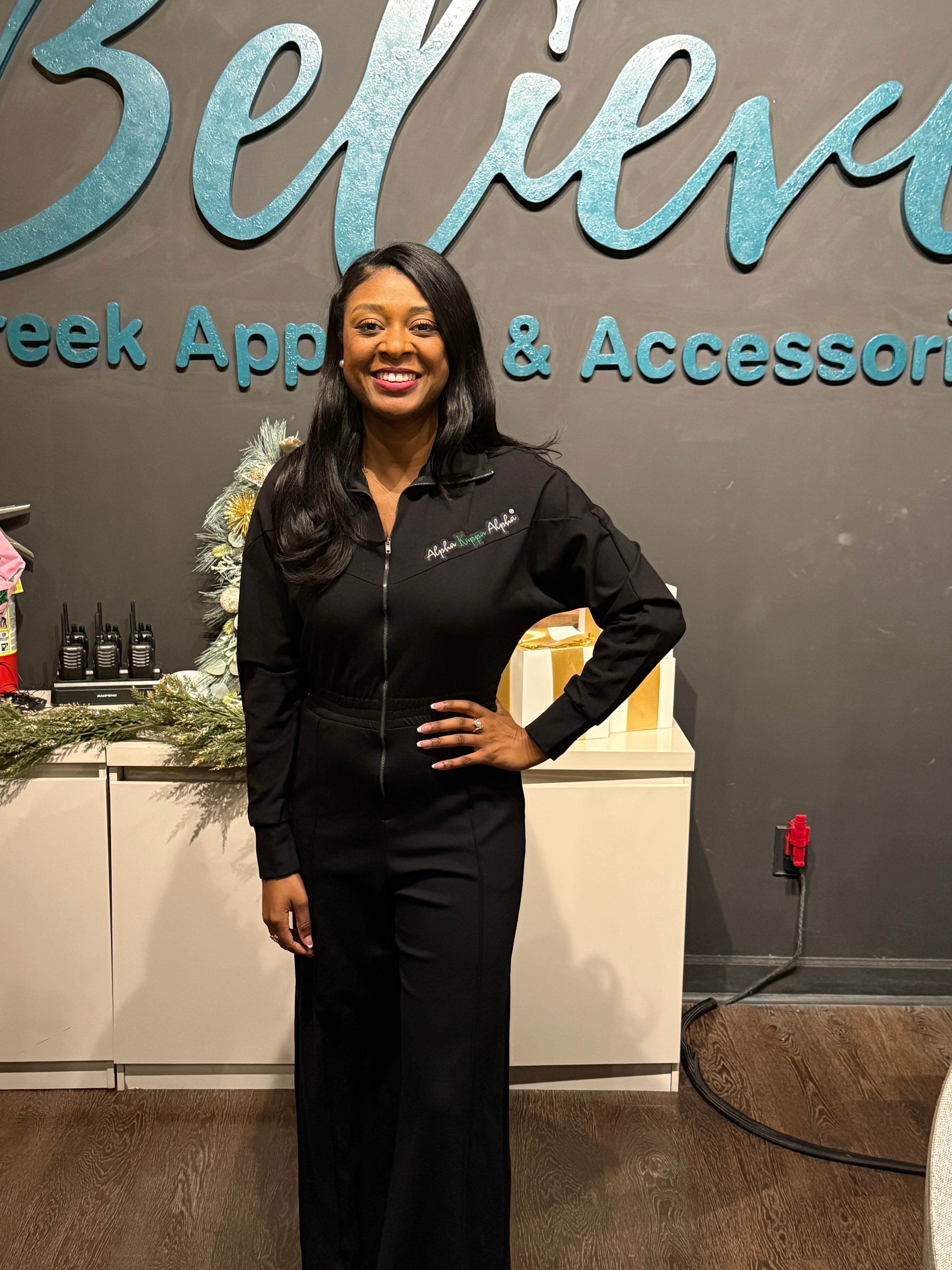 AKA Ponte Script Jumpsuit