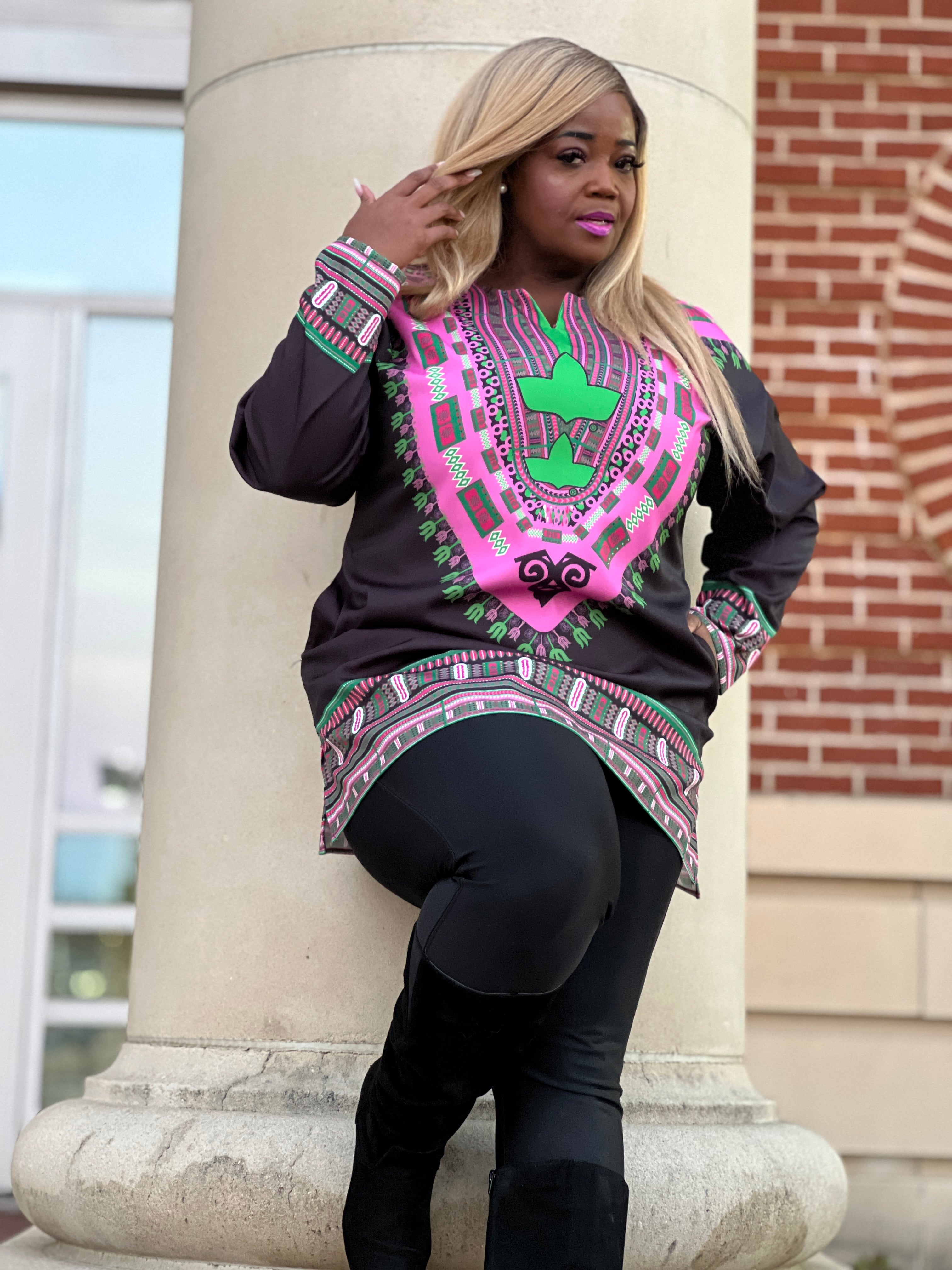 Long Sleeve Dashiki Shirt- AKA
