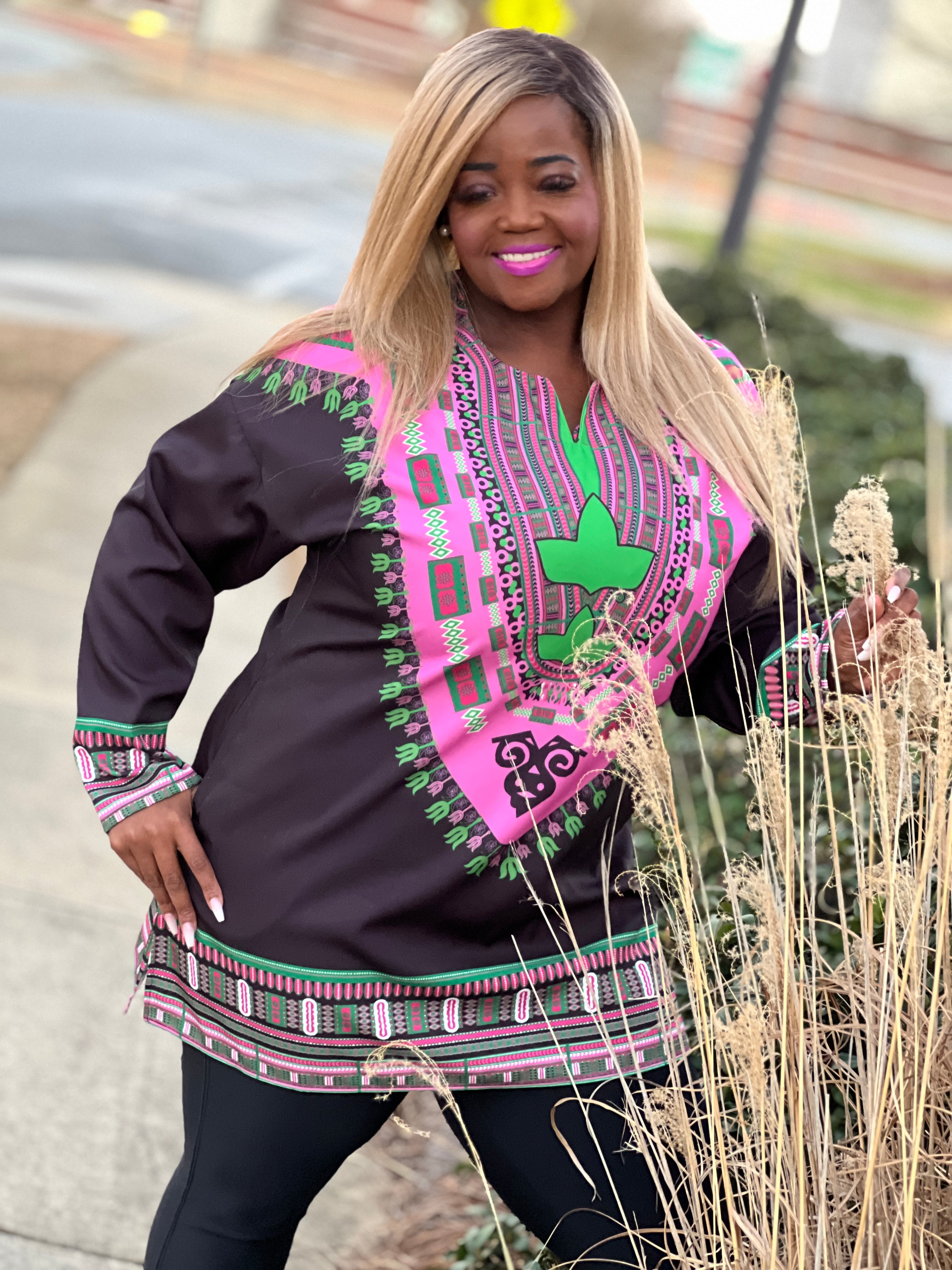 Long Sleeve Dashiki Shirt- AKA