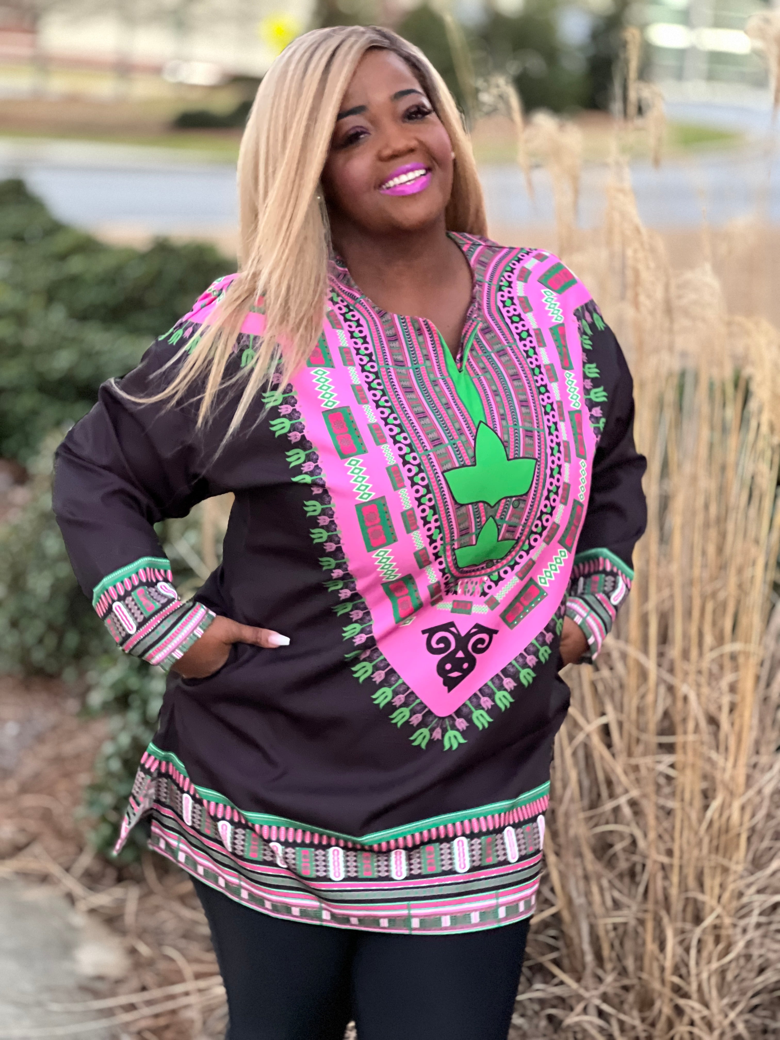 Long Sleeve Dashiki Shirt- AKA