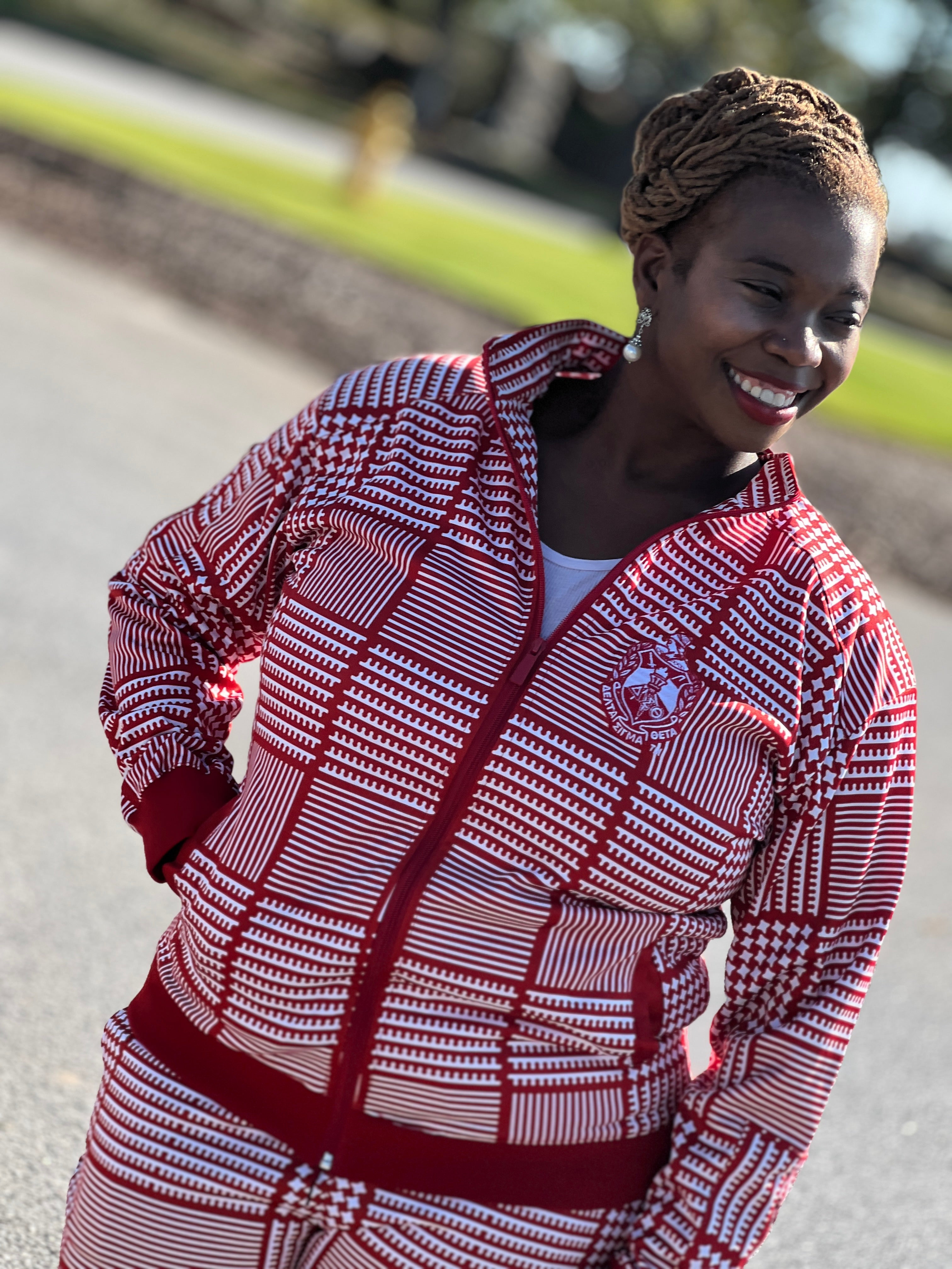 Delta Houndstooth Track Jacket FINAL SALE NO EXCHANGES FOR REFUNDS