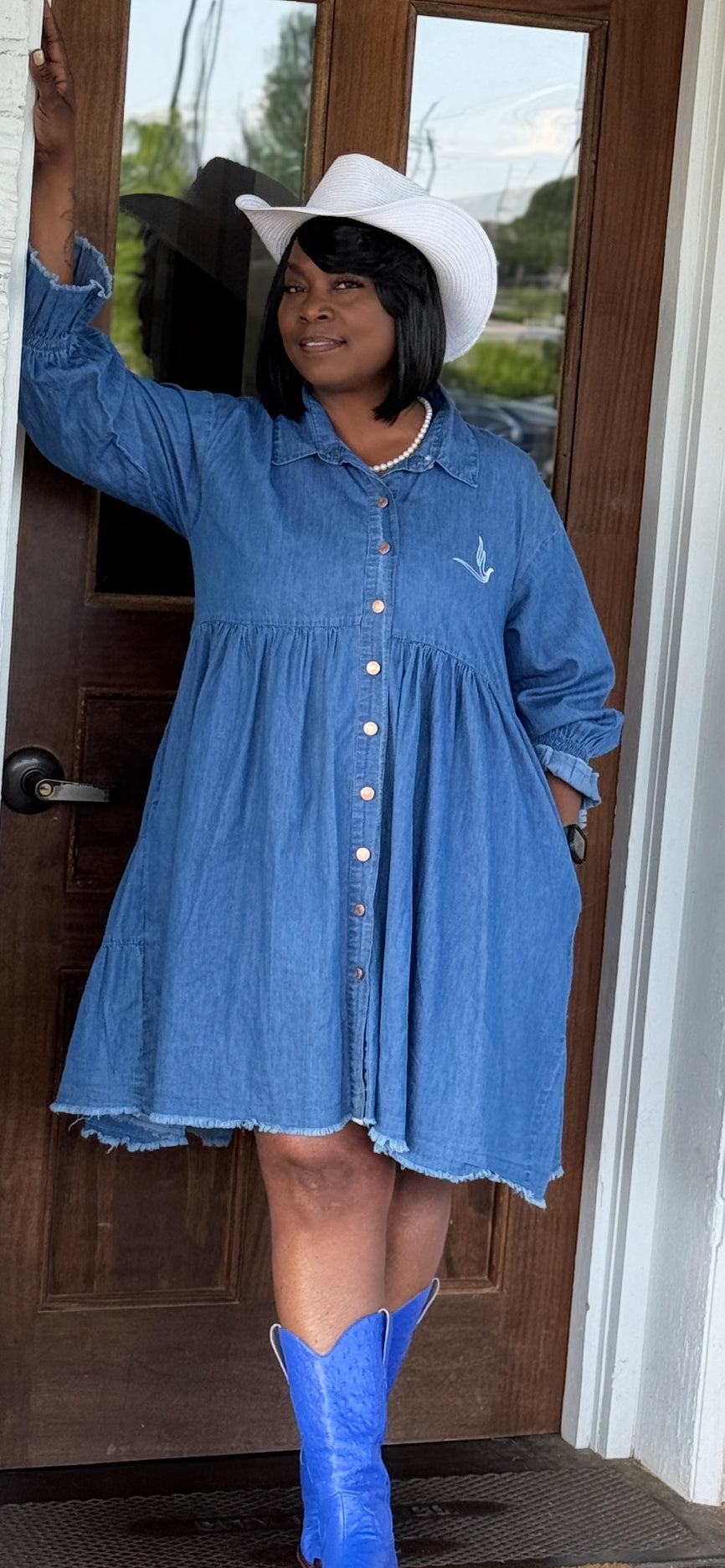 dove blue dress Elara Convertible High-Neck Gown main image 1