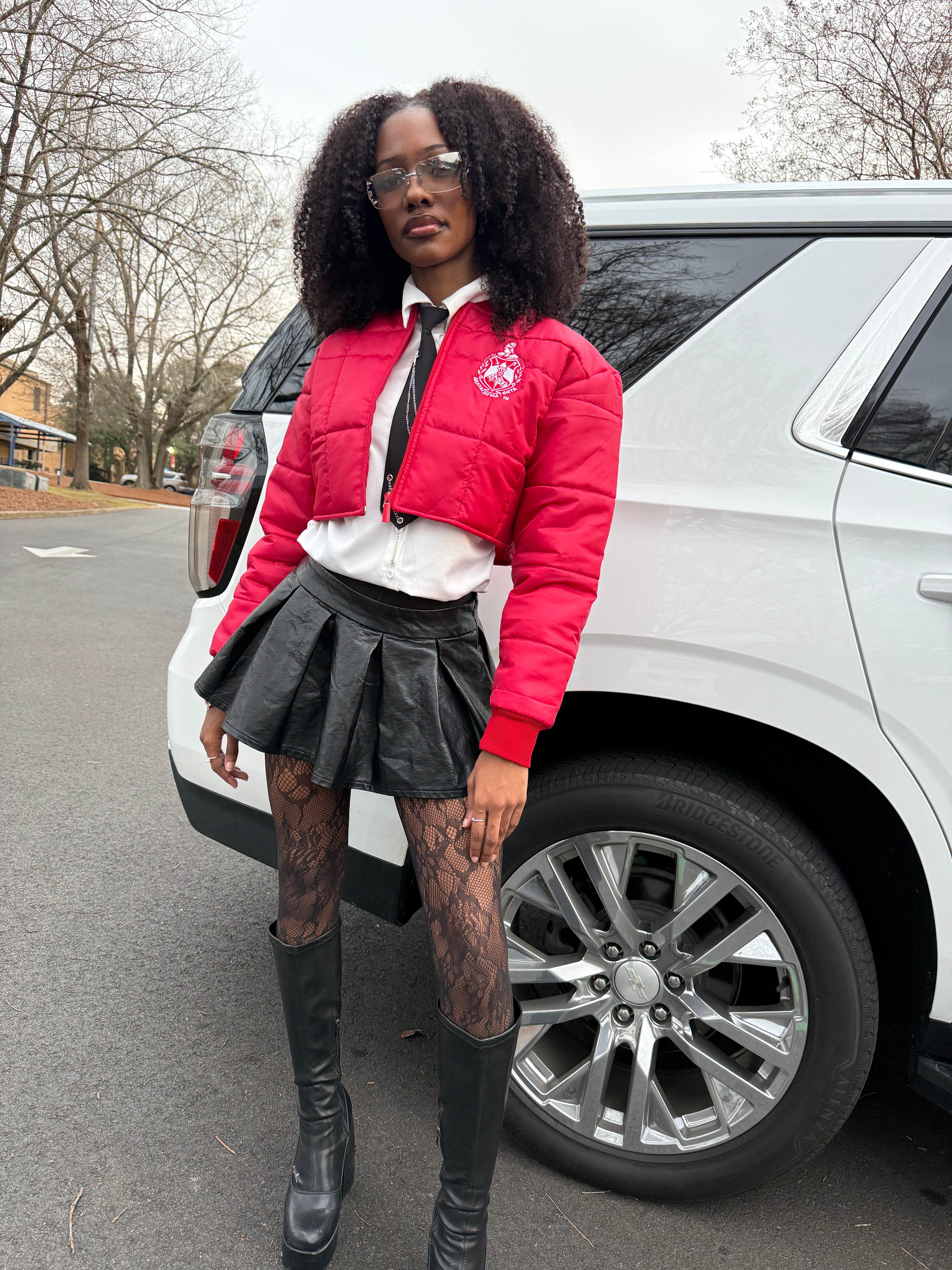 Delta cropped bomber jacket