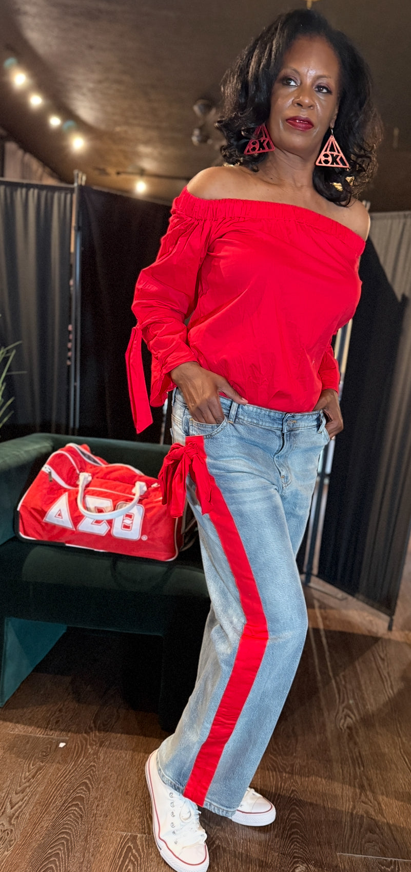 Diva Red Striped Jeans