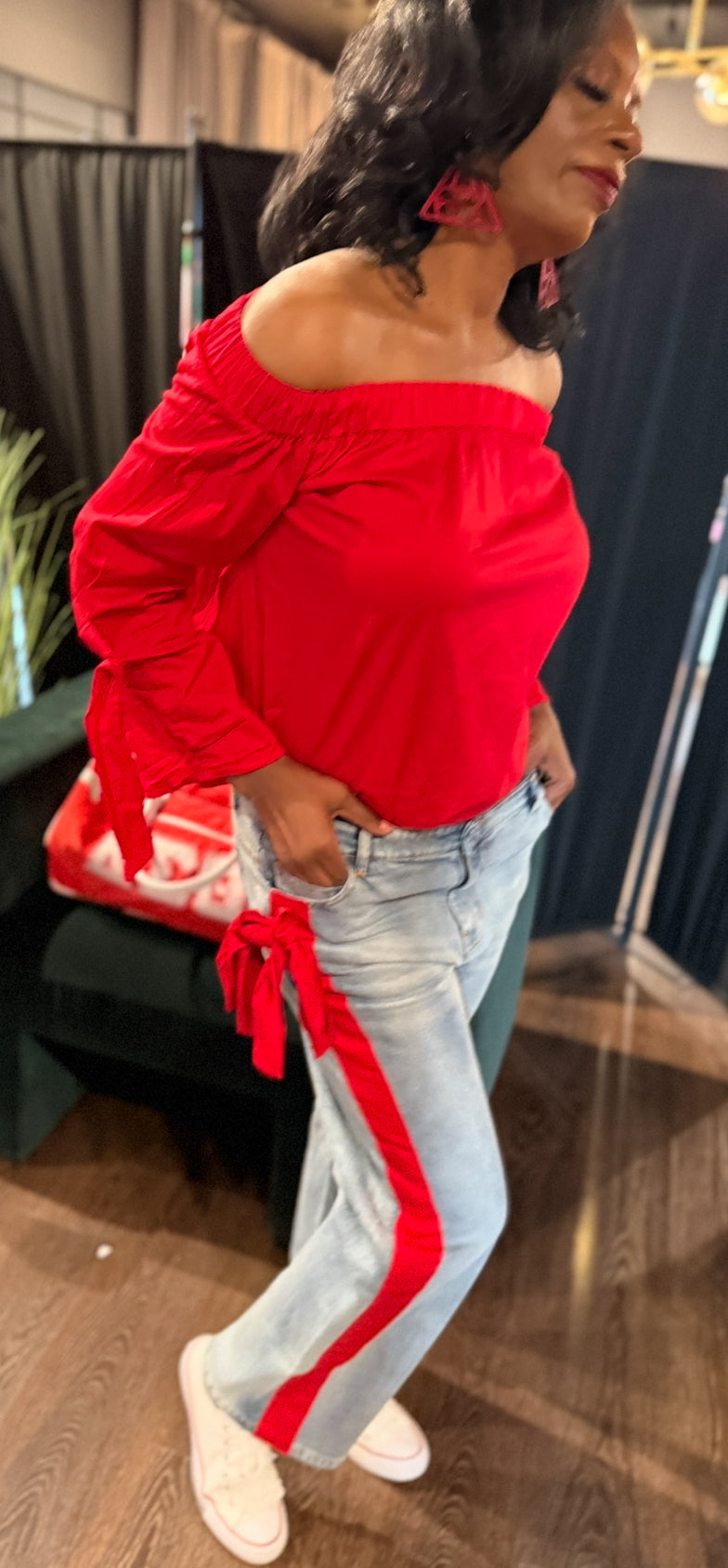 Diva Red Striped Jeans