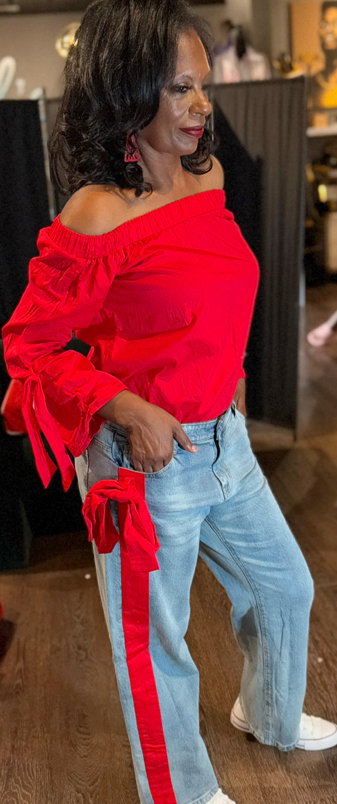 Diva Red Striped Jeans