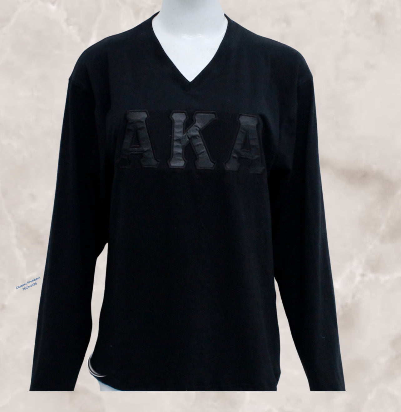 AKA V Neck Blackout Long Sleeve Tee