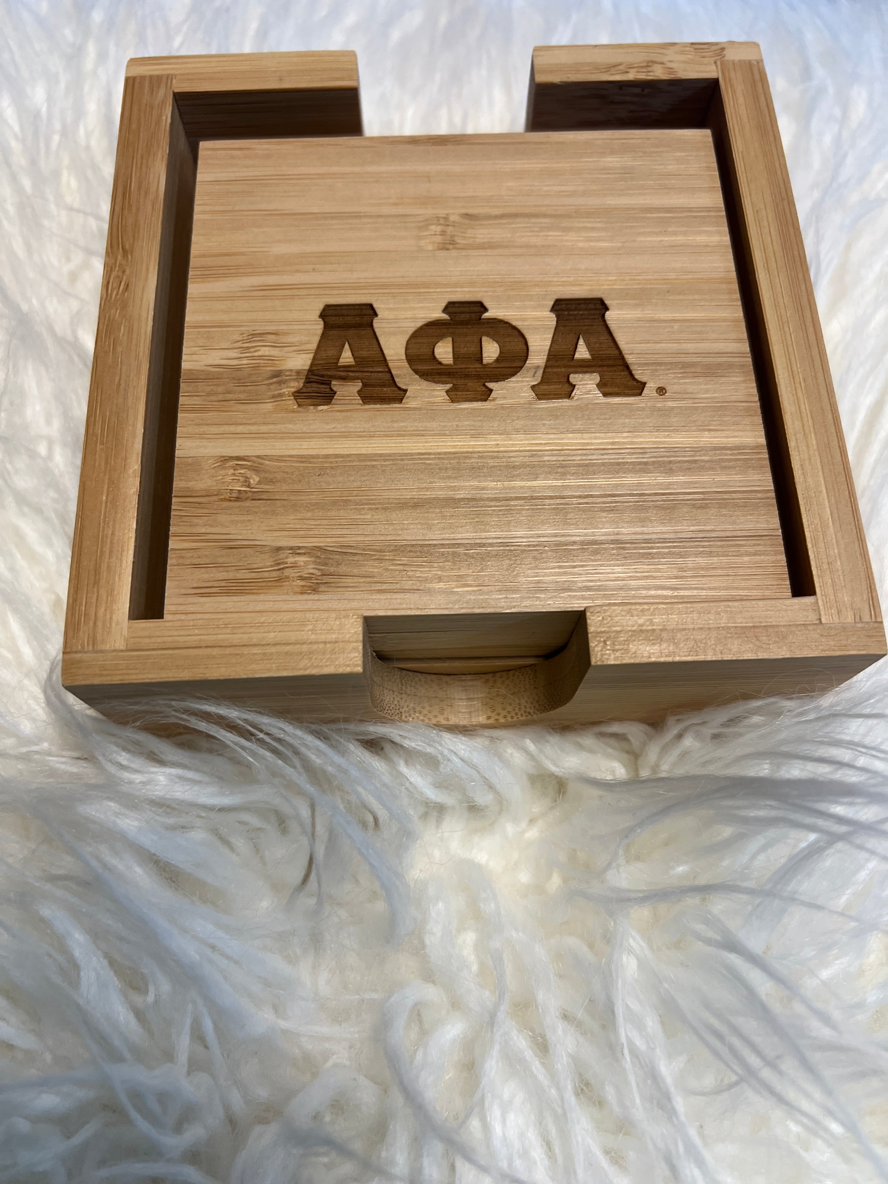 Alpha Wood Coaster sets- 4pc