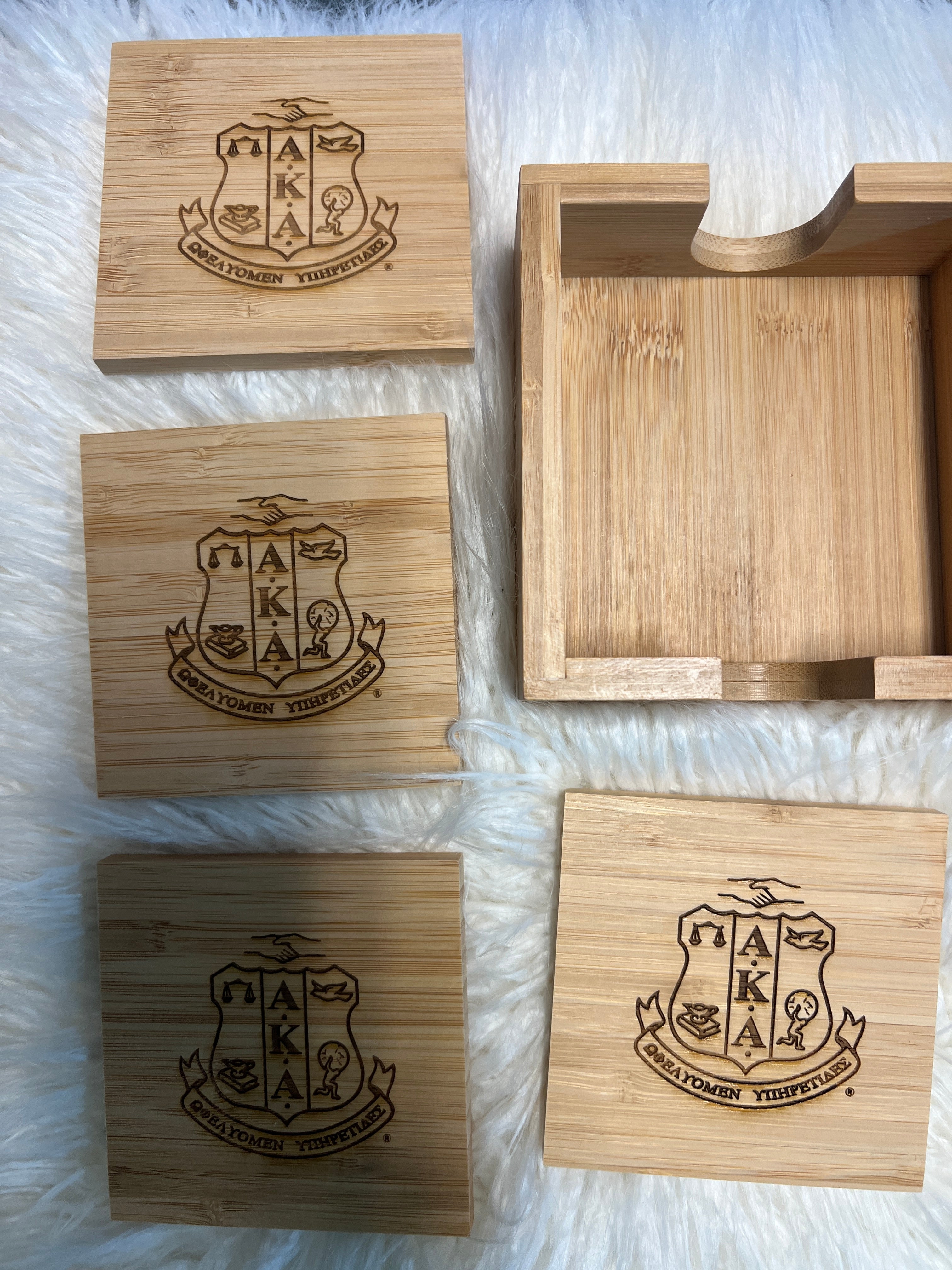 AKA Wood Coaster sets- 4pc