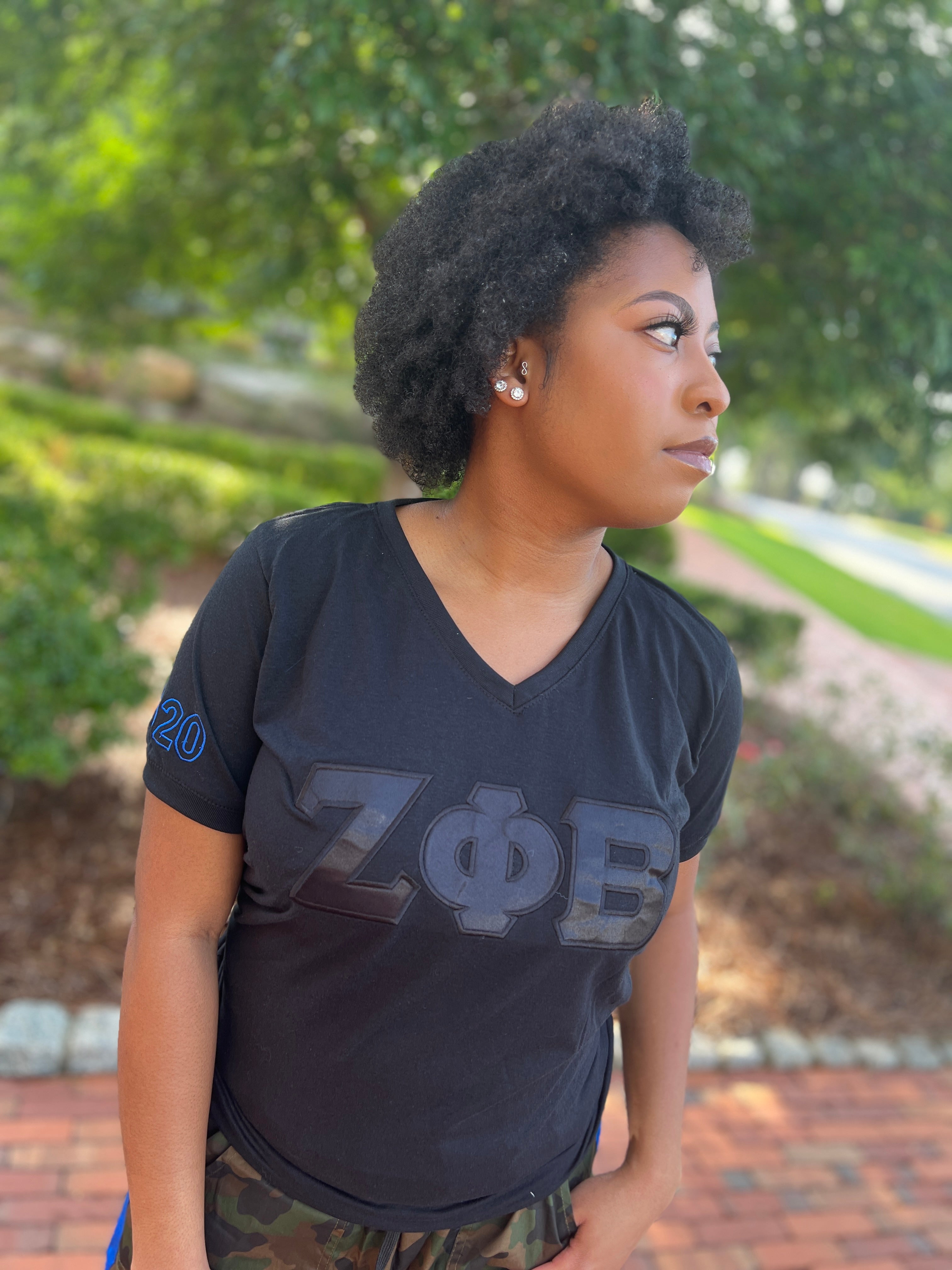 Zeta Blackout V Neck Tee