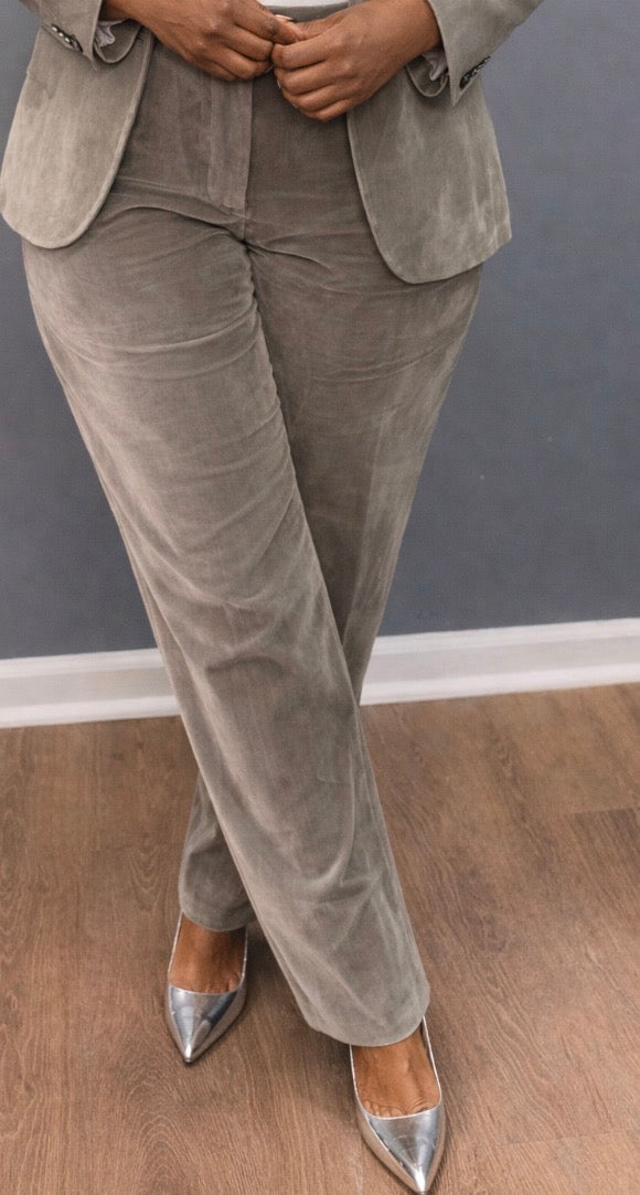 Silver Velvet Pants-Preorder. Ships by 3/17
