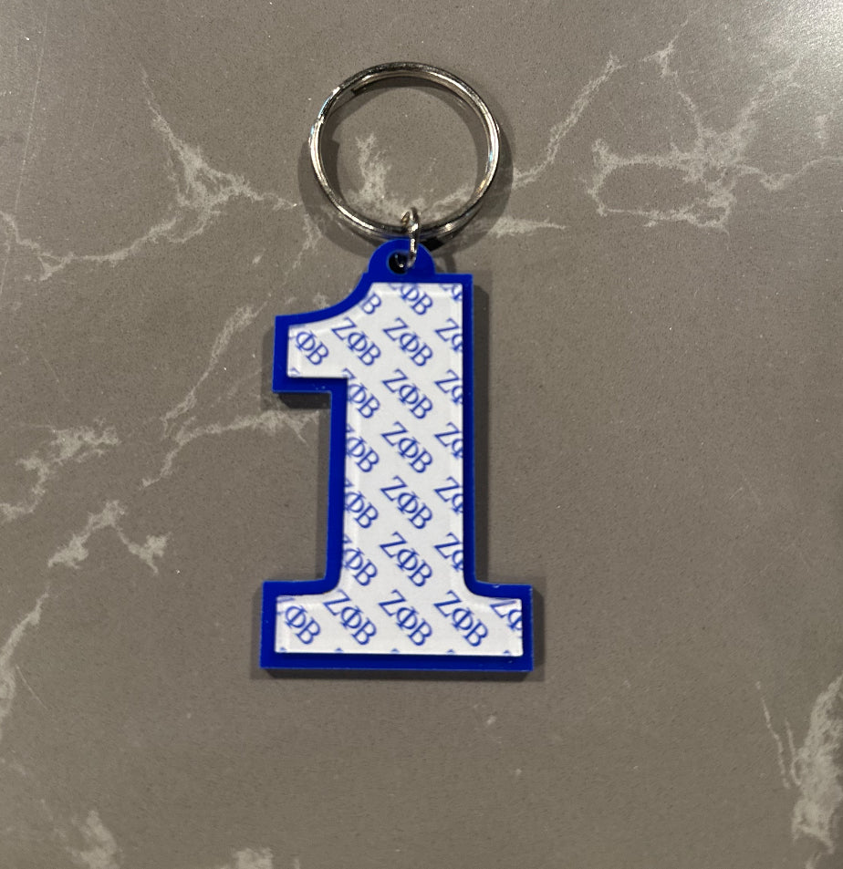 Zeta Numbered Key Ring