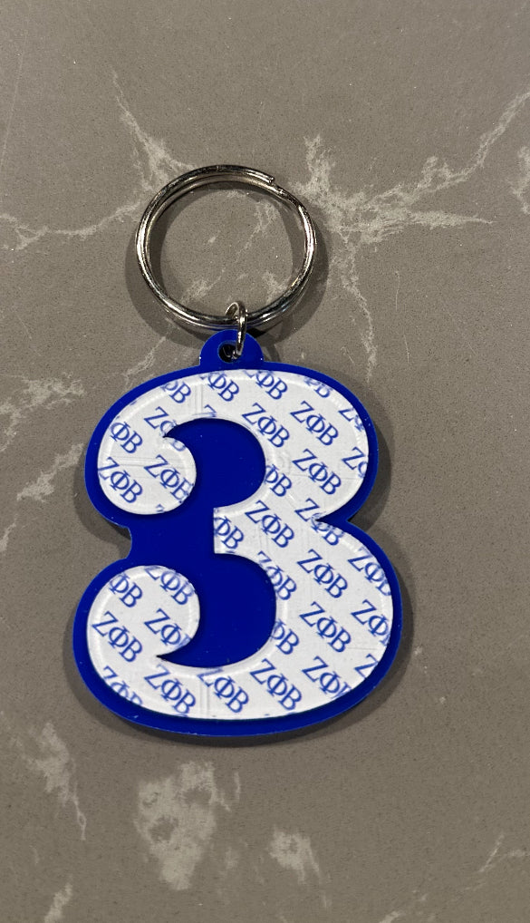 Zeta Numbered Key Ring
