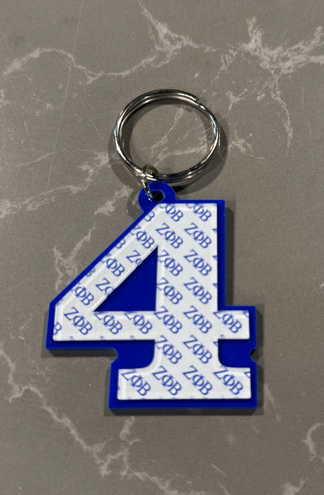 Zeta Numbered Key Ring