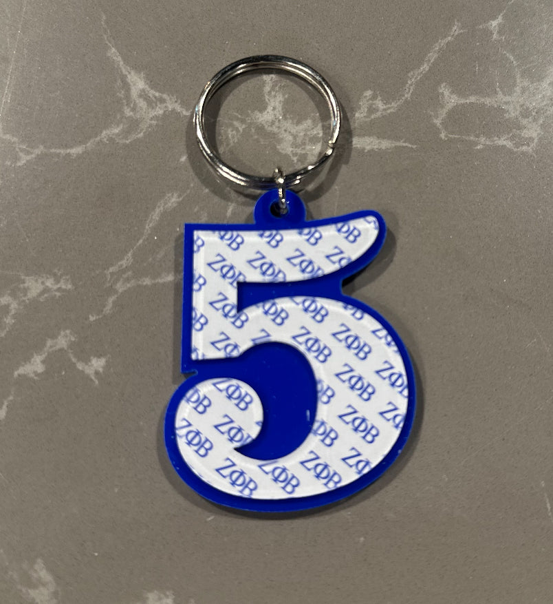 Zeta Numbered Key Ring
