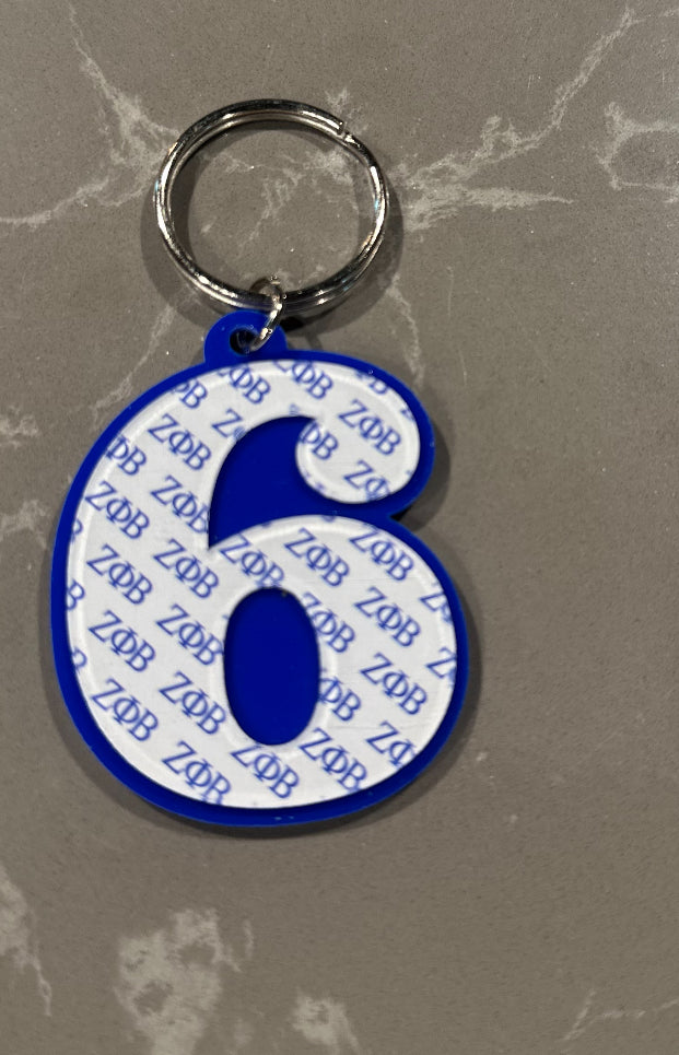 Zeta Numbered Key Ring