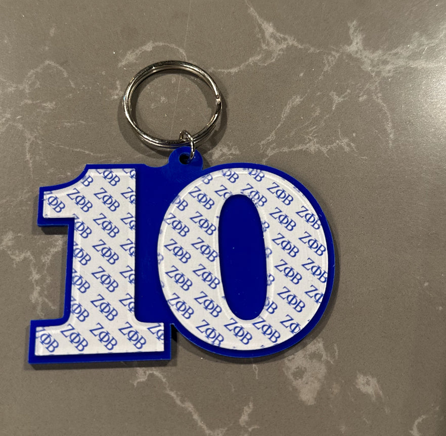 Zeta Numbered Key Ring