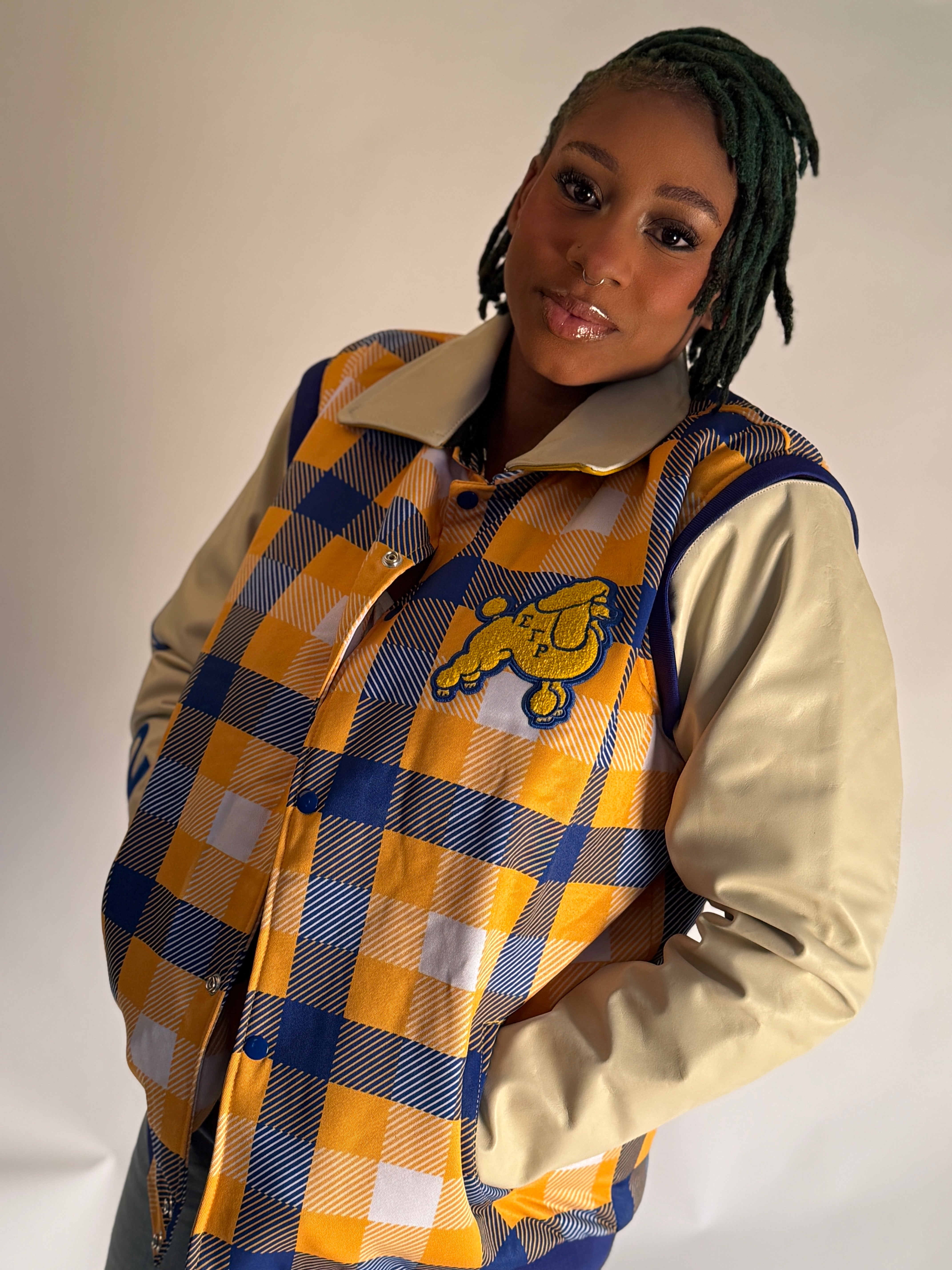 SGRHO VARSITY JACKET- LEATHER SLEEVES-final sale