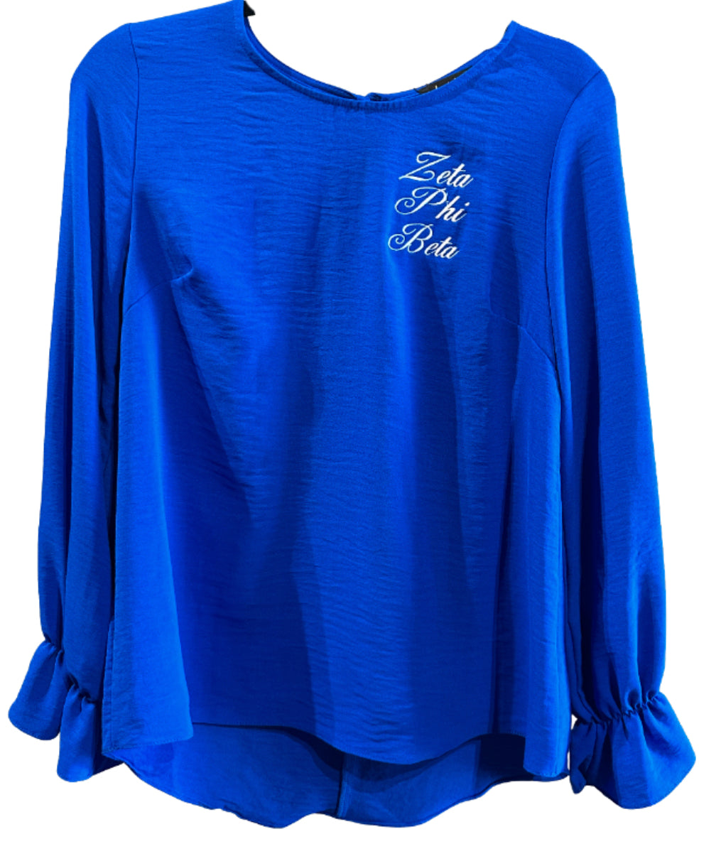 Zeta long sleeve script blouse