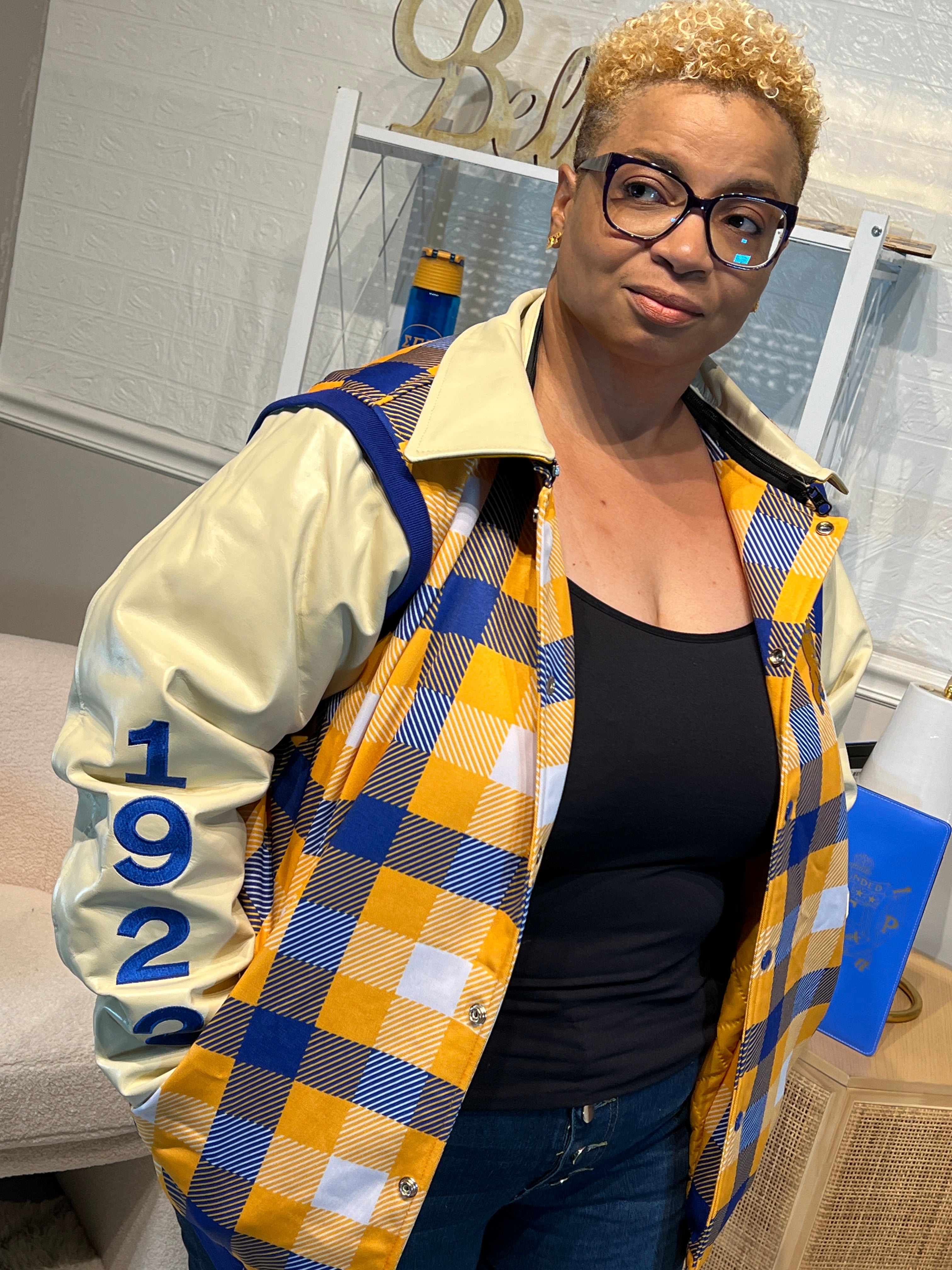 SGRHO VARSITY JACKET- LEATHER SLEEVES-final sale