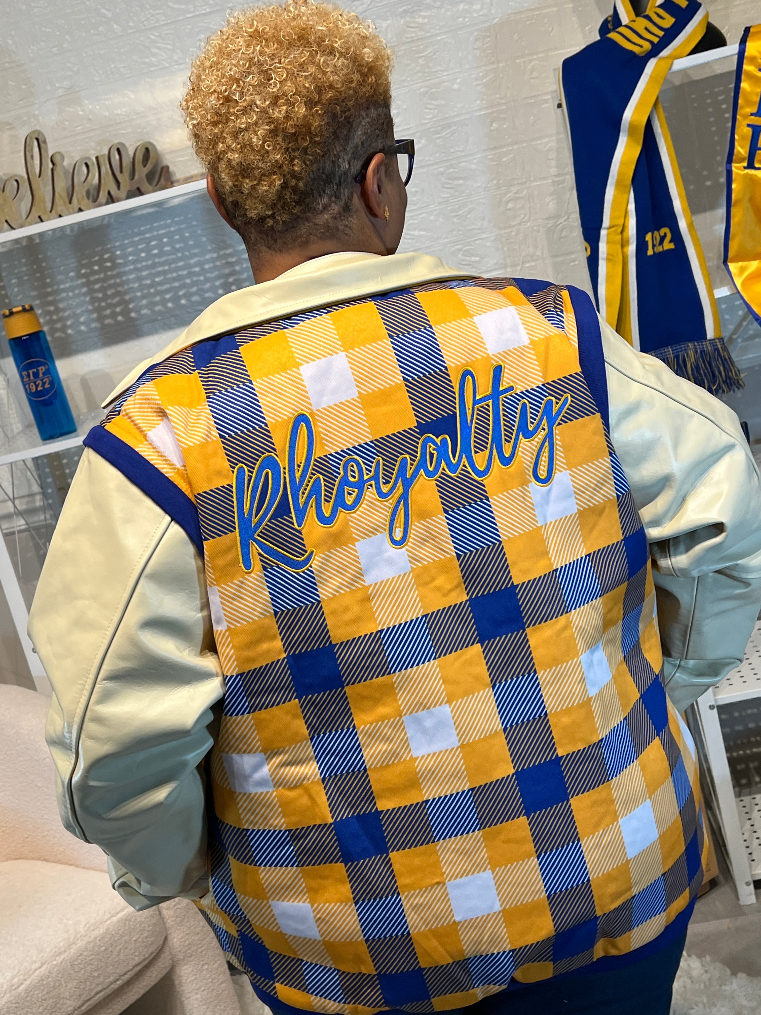 SGRHO VARSITY JACKET- LEATHER SLEEVES-final sale