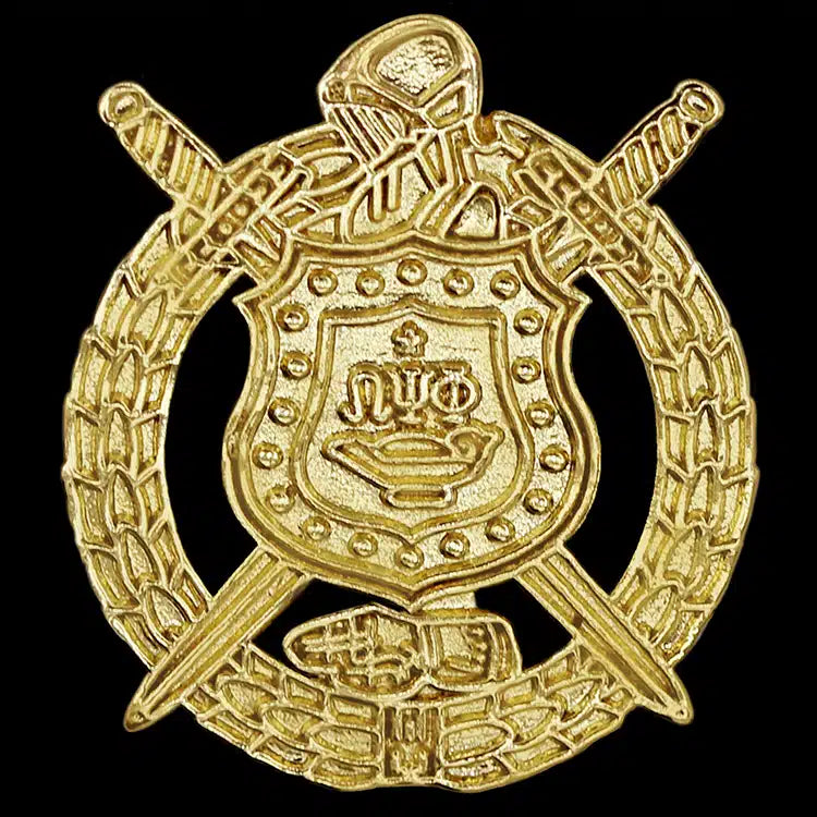 Omega Shield Pin- Sandblast gold