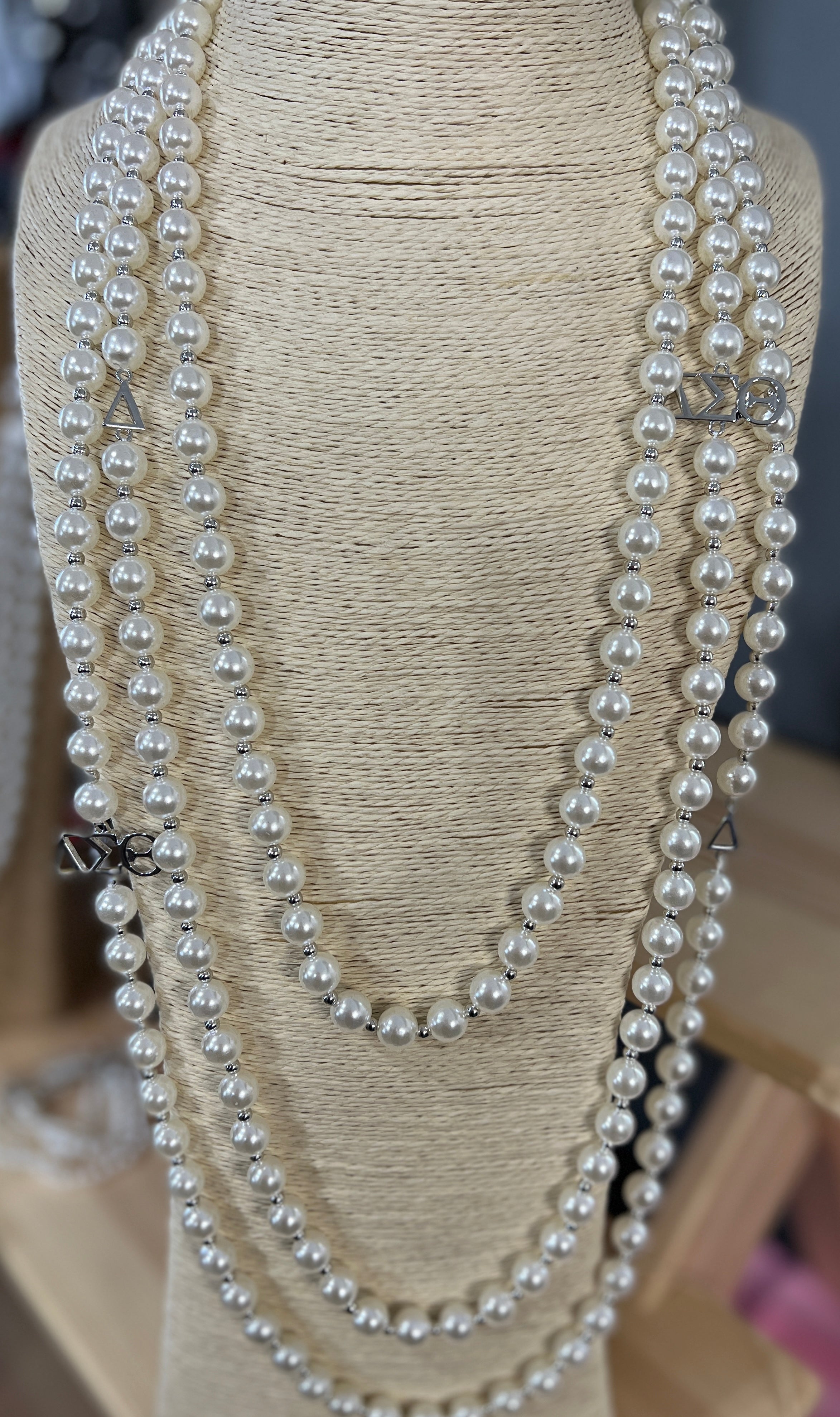Delta Three Strand Pearl necklace