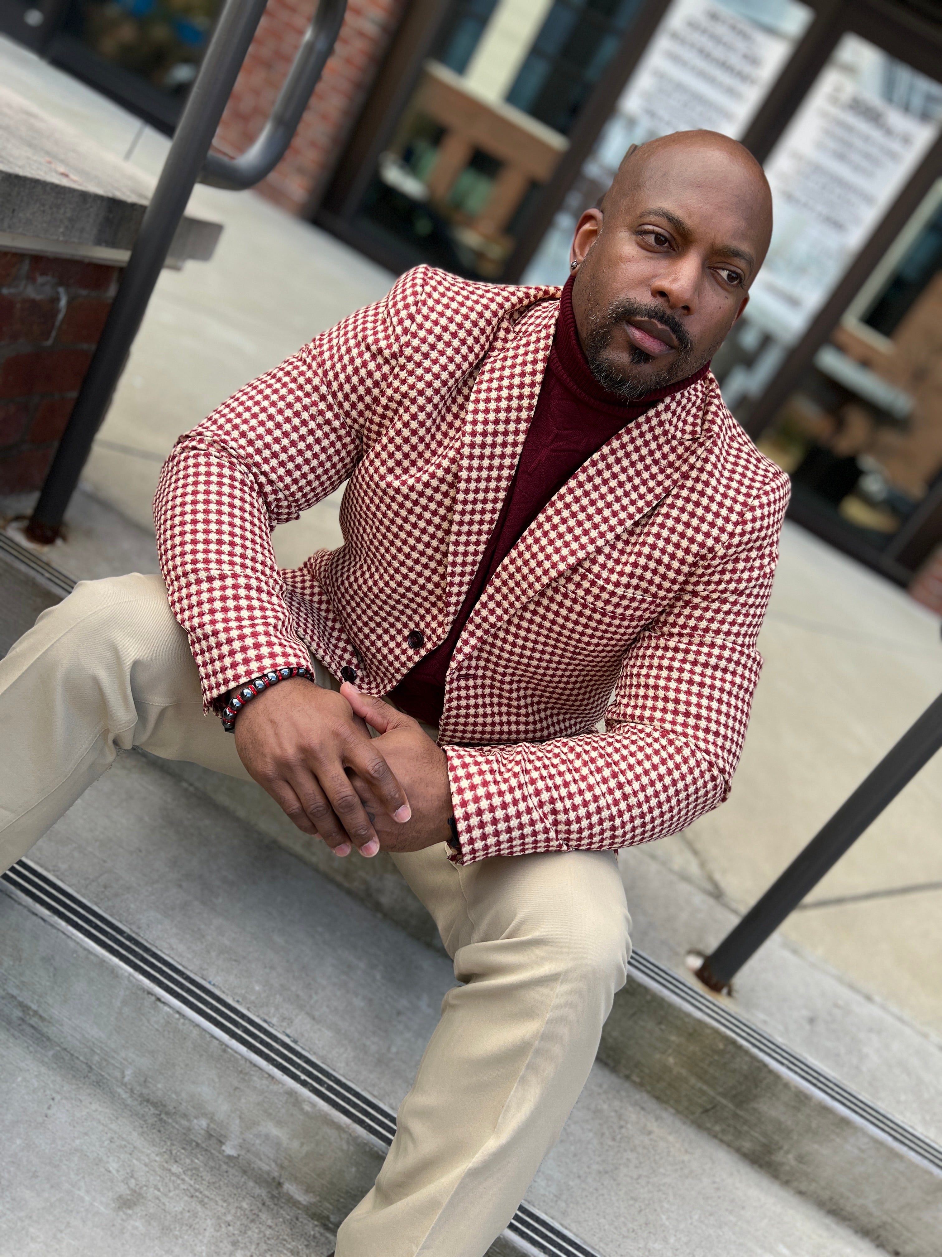 Houndstooth Krimson Blazer