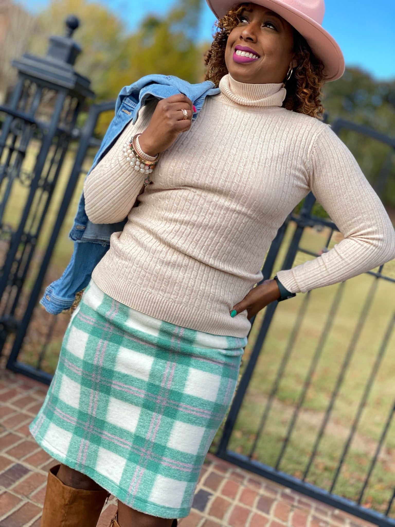 Pink and Green Plaid skirt- Final sale. No exchanges and refunds