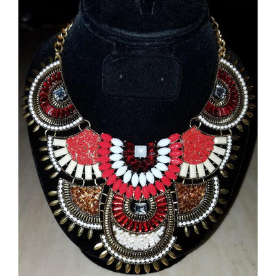 Necklace- Collar-Red & White