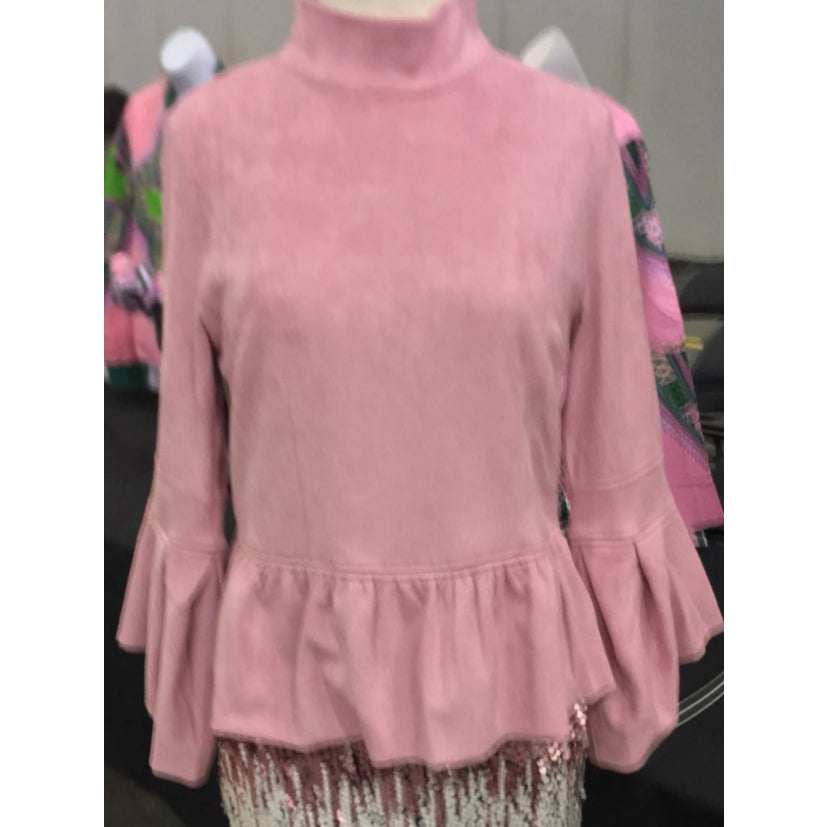 Faux suede ruffled top