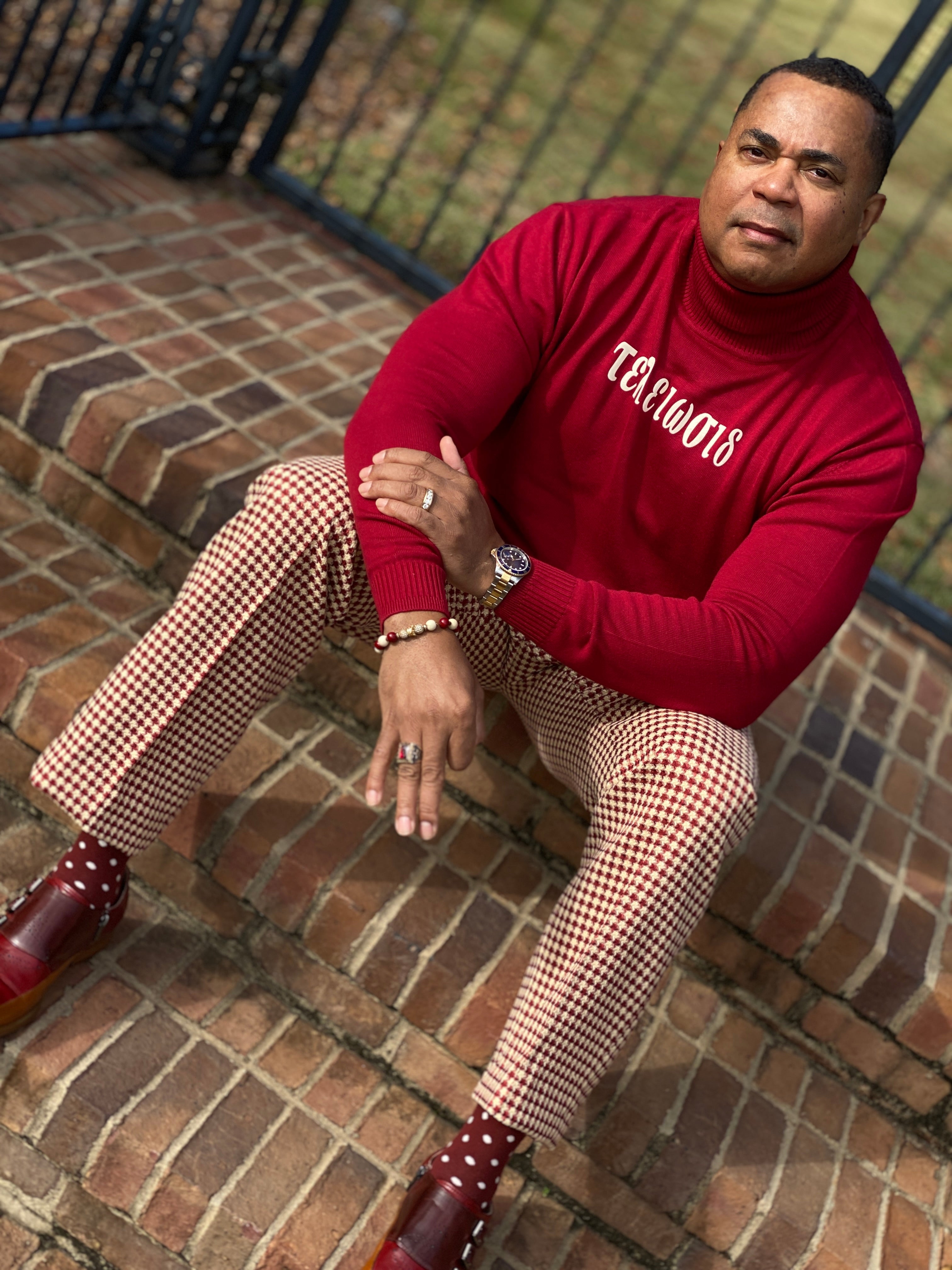 Krimson and Kreme Houndstooth Pants-Final sake. No exchanges or refunds