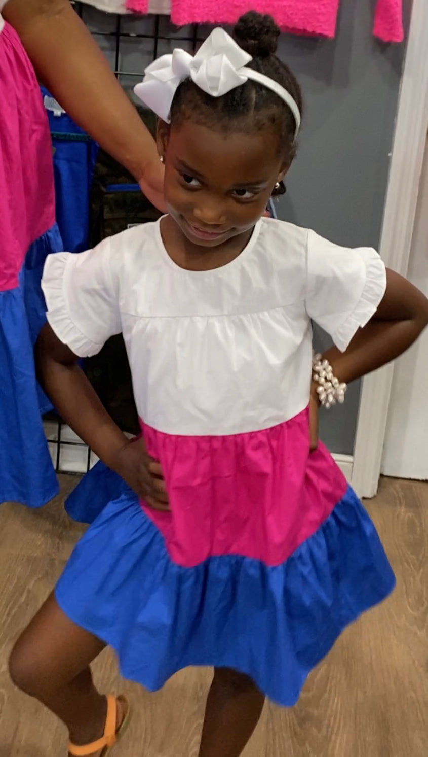 pink and blue color block dress All Smiles Smocked Color Block Tiered Maxi Dress S / pink