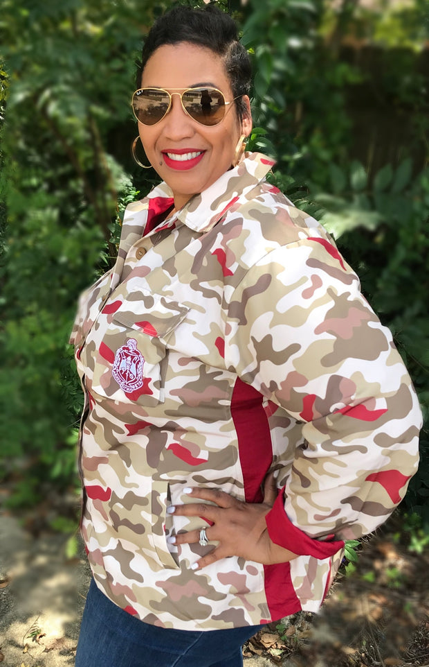 Khaki Camouflage Jacket- Delta Sigma Theta Crest