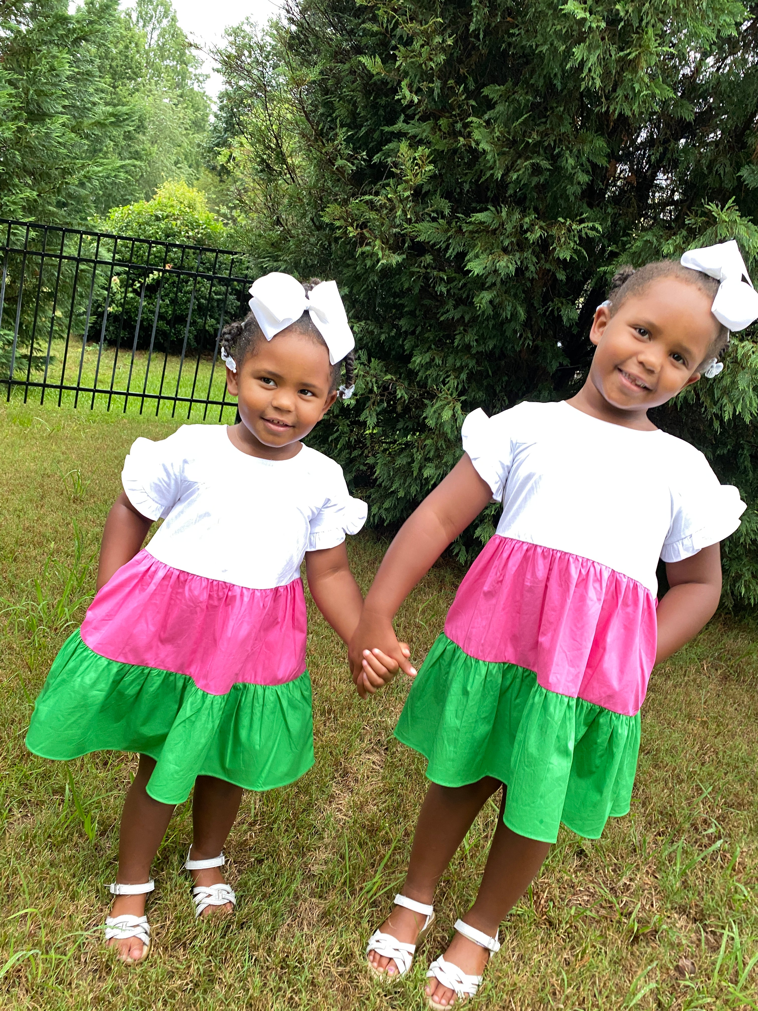 Youth Fluttered Pink Green Dress FINAL SALE NO EXCHANGES FOR REFUNDS