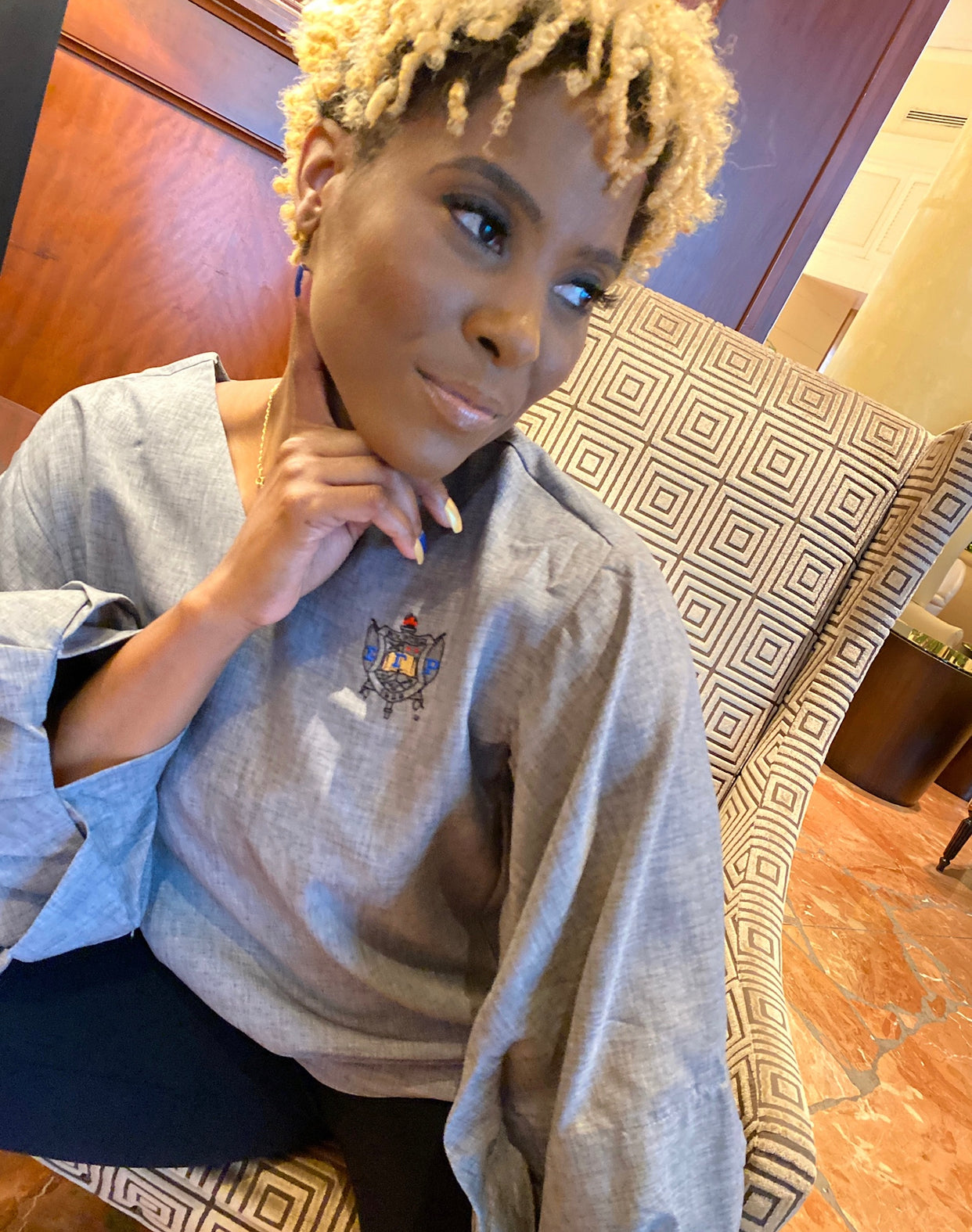 Bubble Sleeve V neck blouse- SGRHO