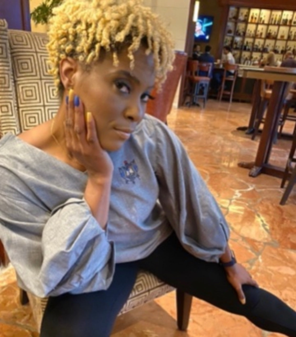 Bubble Sleeve V neck blouse- SGRHO