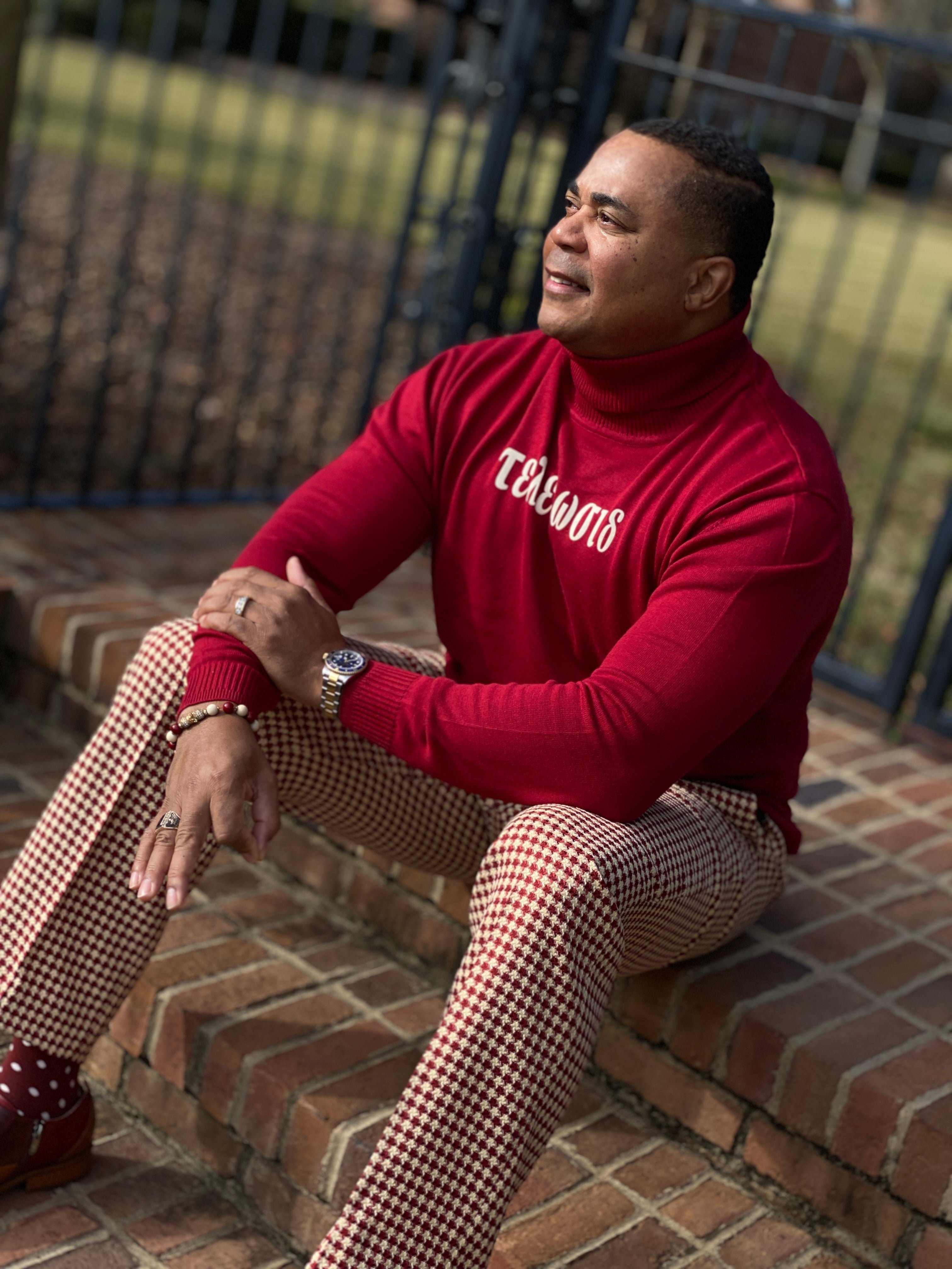 Krimson and Kreme Houndstooth Pants-Final sake. No exchanges or refunds