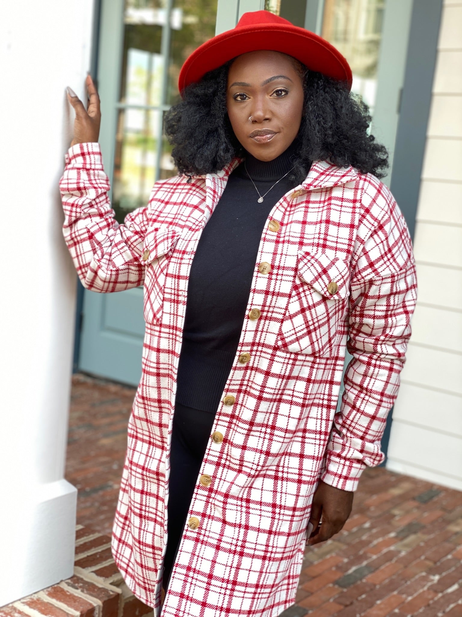 Red plaid flannel Shacket -Final sale- no exchanges or refunds