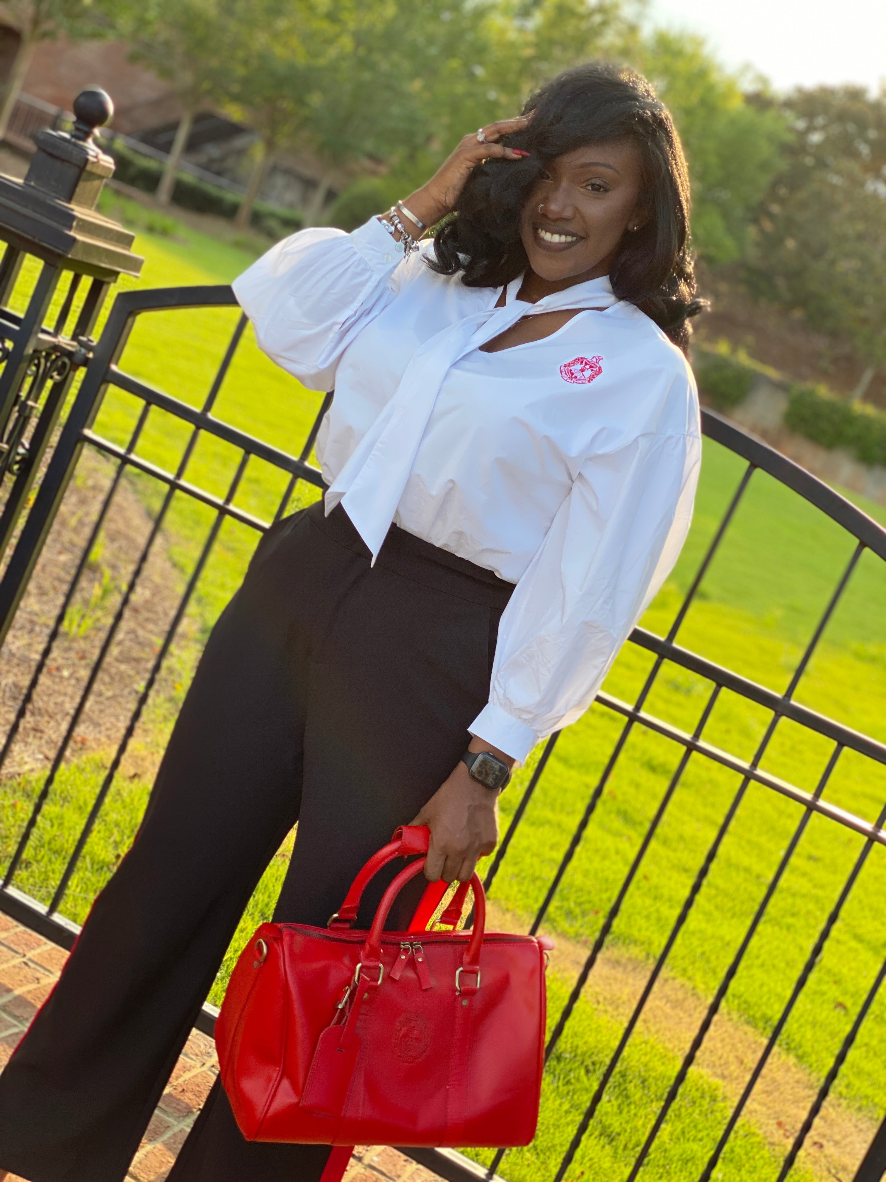 Delta V Neck Tie Blouse