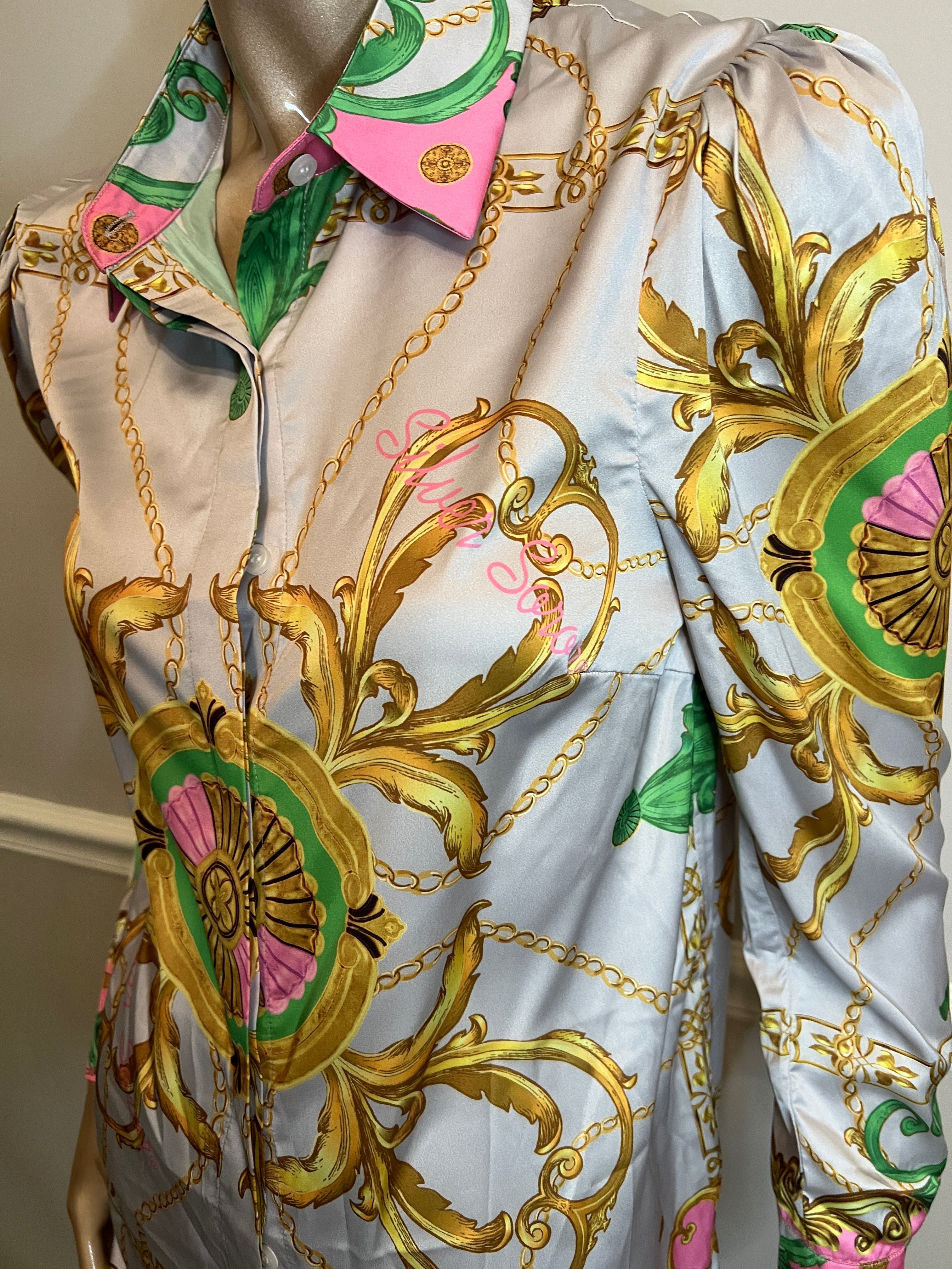 Silver Soror Chains & More Blouse- AKA