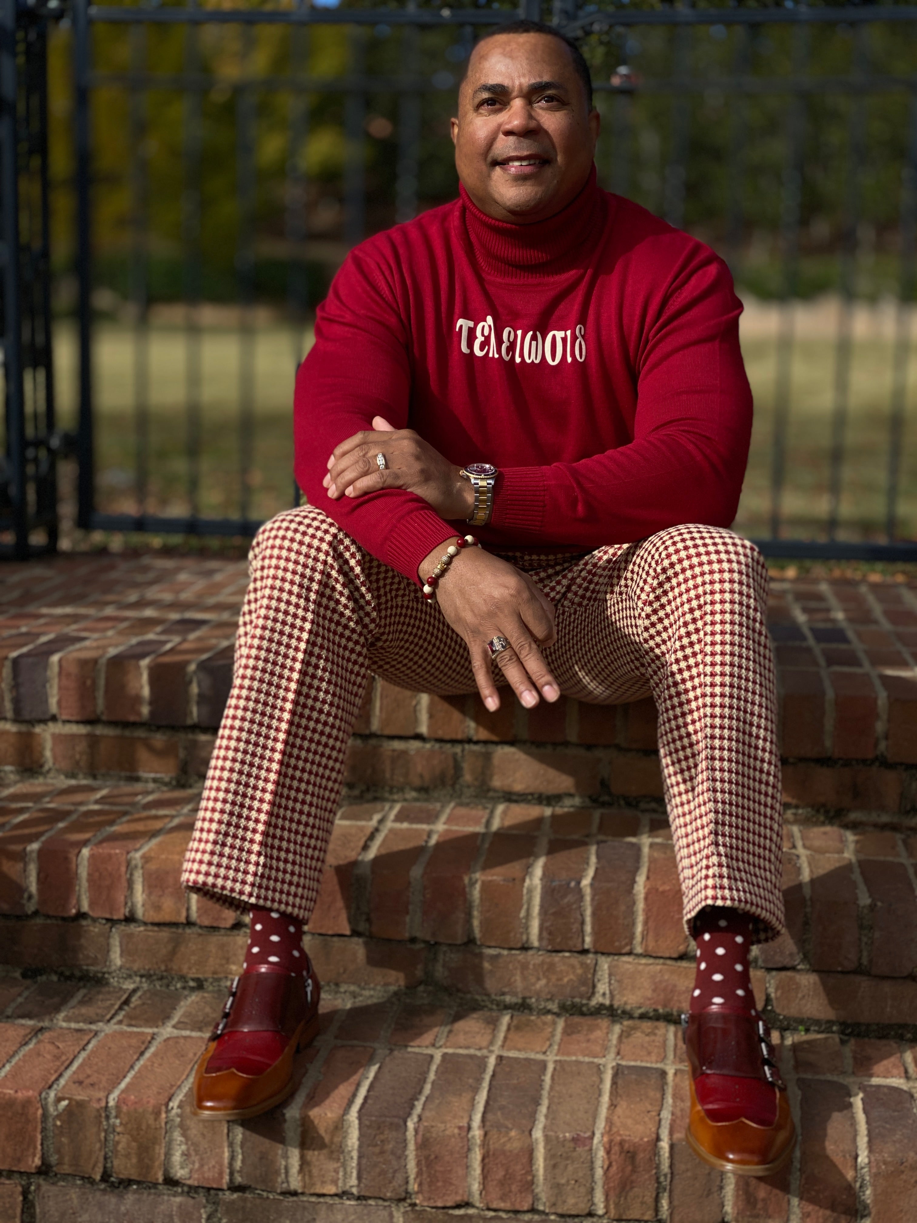 Krimson and Kreme Houndstooth Pants-Final sake. No exchanges or refunds