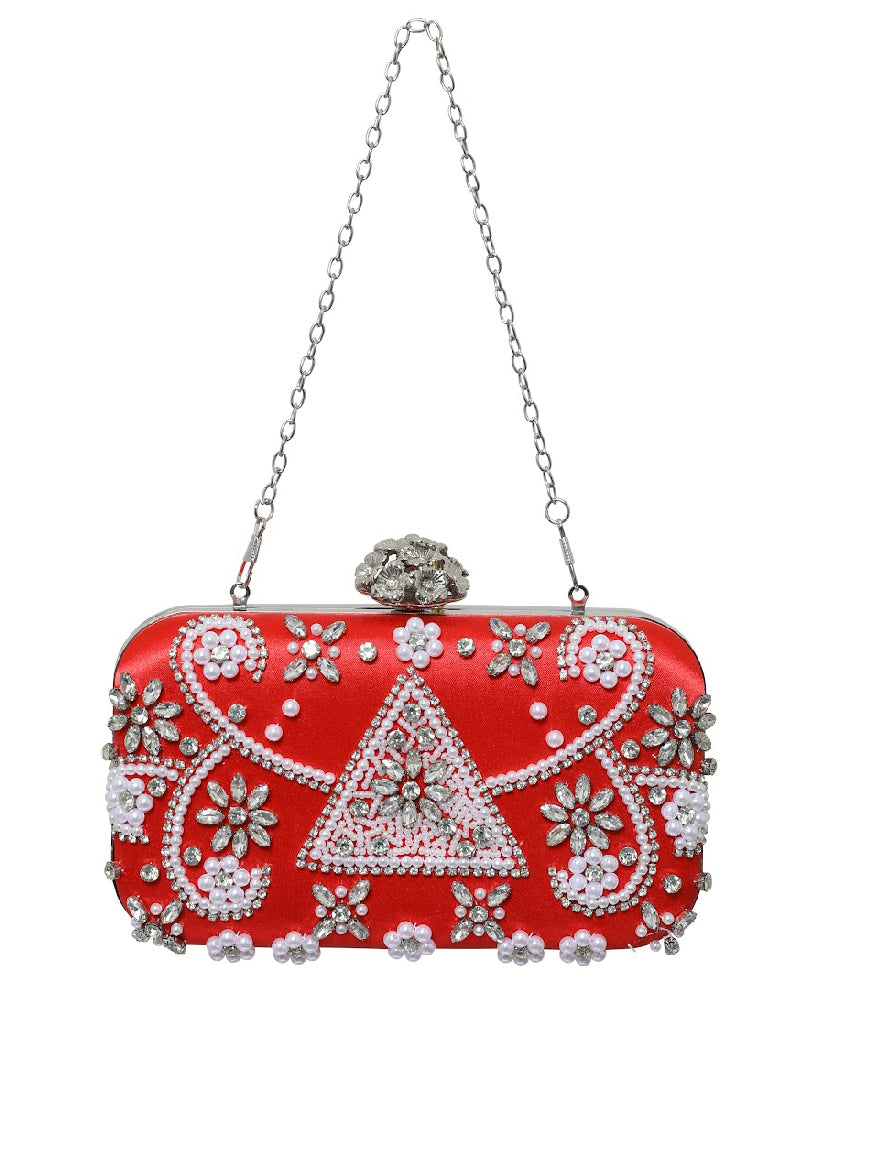 Pyramid & Pearl Rhinestone Evening Bag