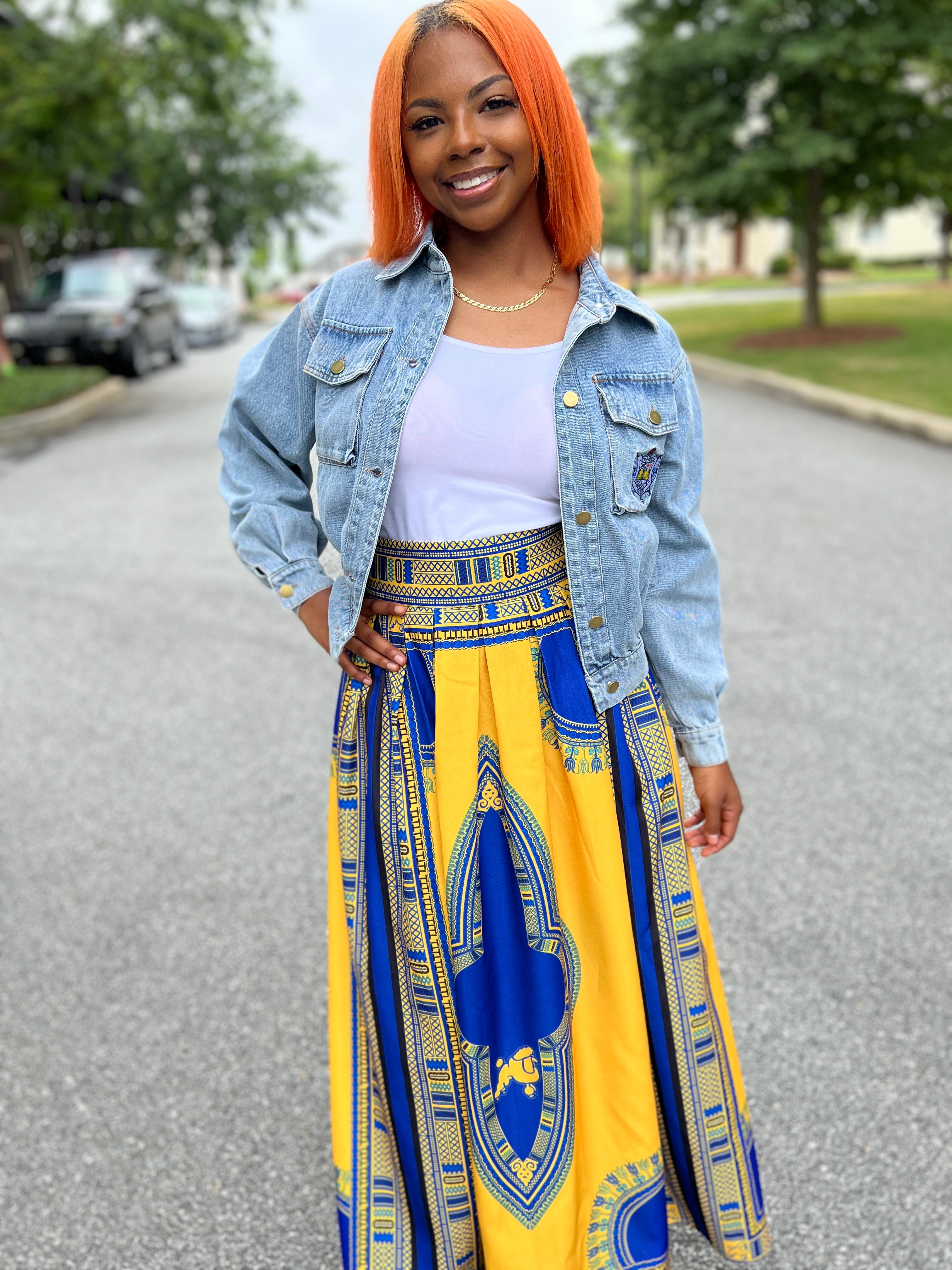 Dashiki Long skirt- SGRHO-Final Sale, No refunds or Exchanges