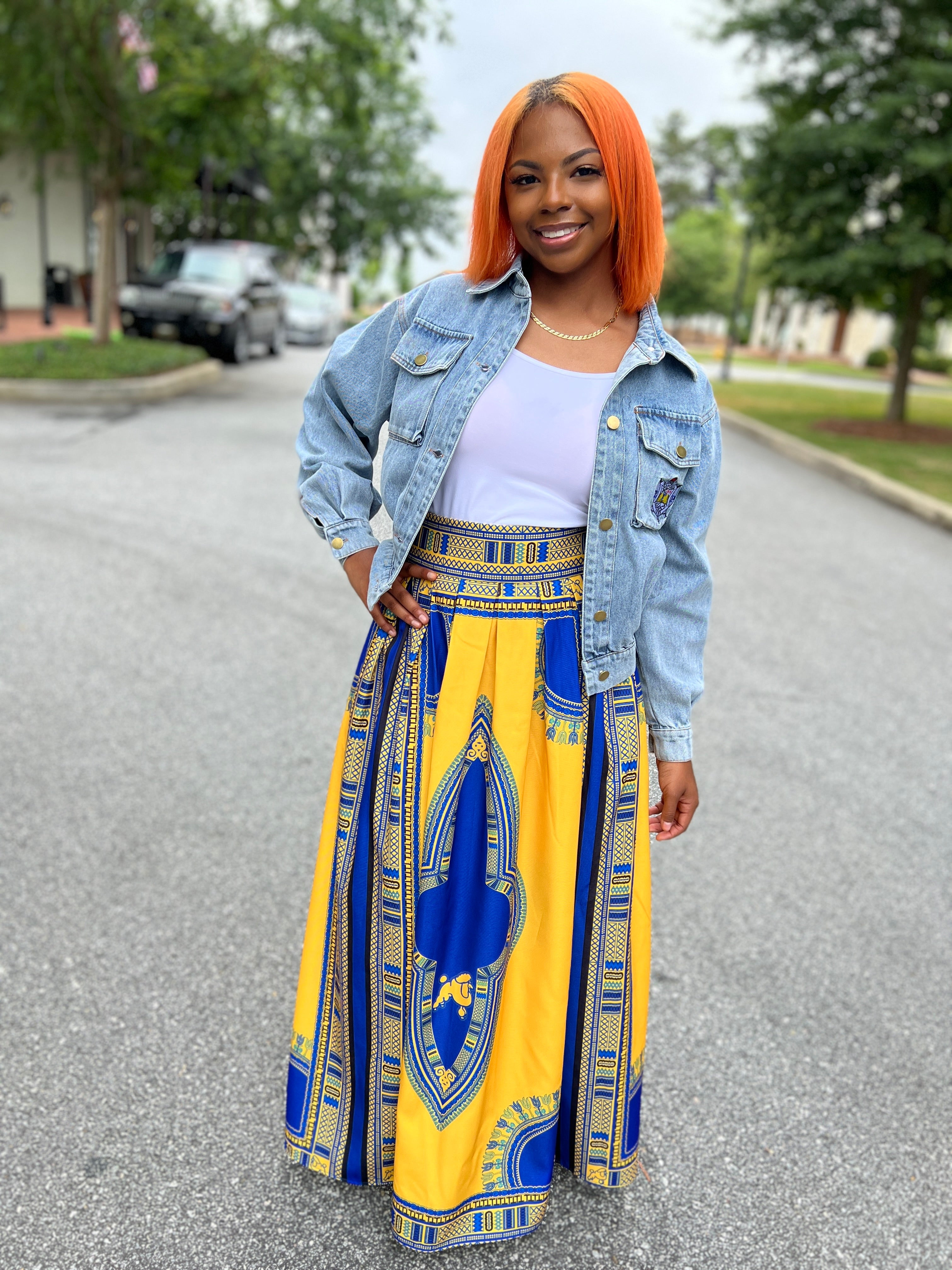 Dashiki Long skirt- SGRHO-Final Sale, No refunds or Exchanges