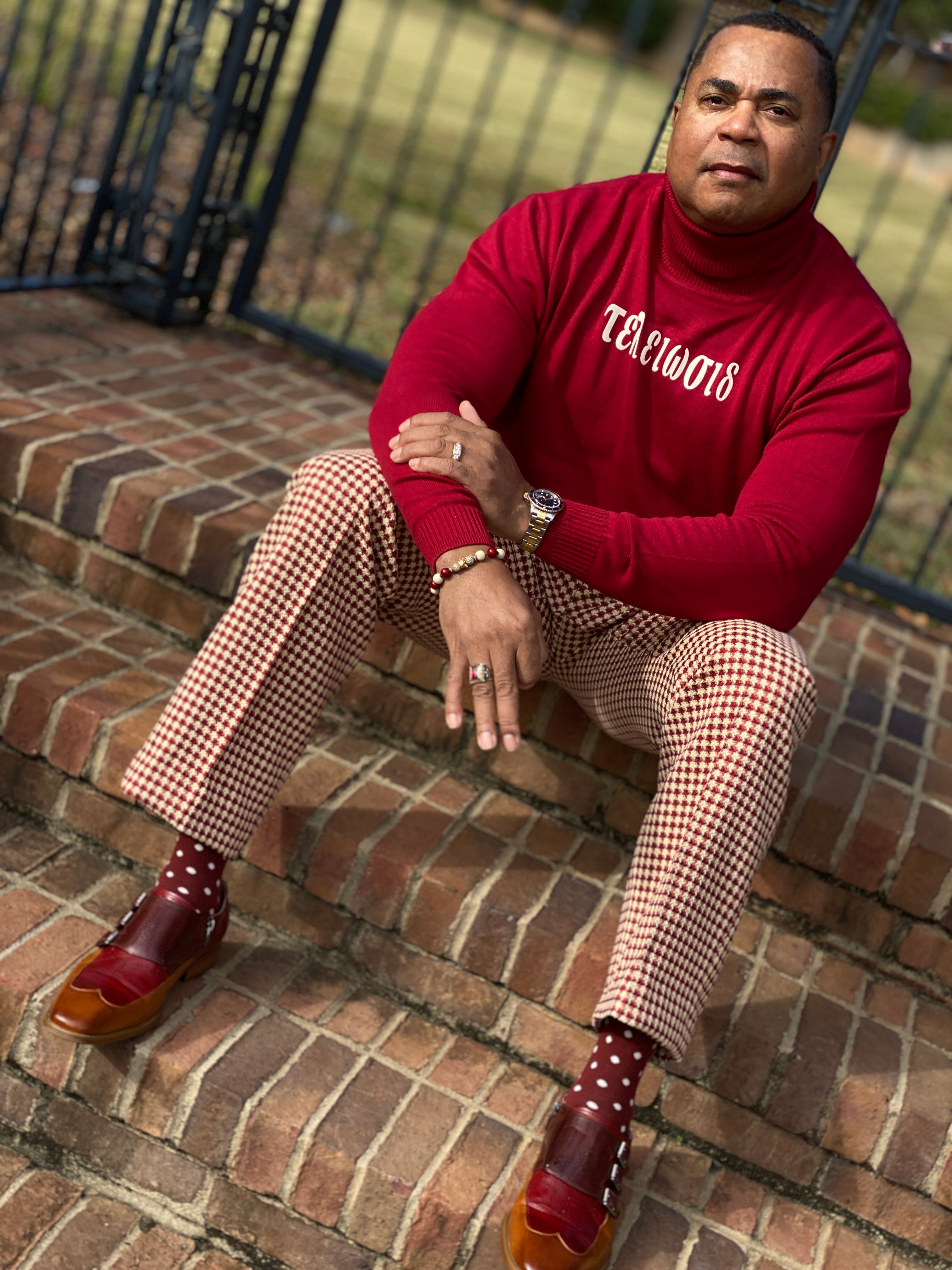 Krimson and Kreme Houndstooth Pants-Final sake. No exchanges or refunds